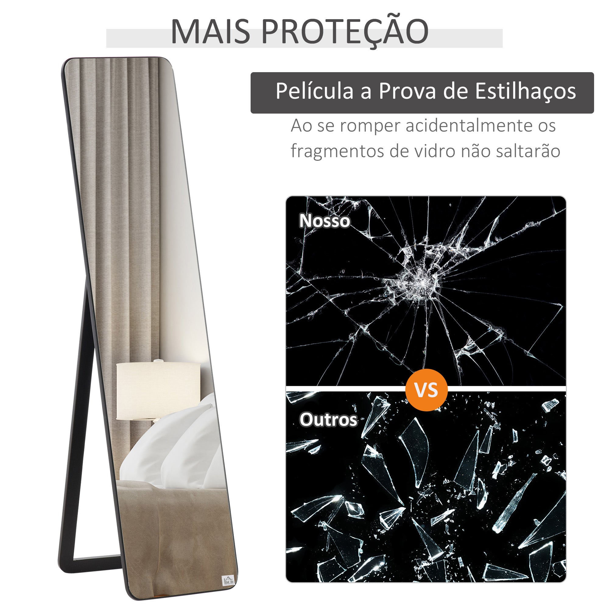 Espelho de Pé Corpo Inteiro Preto 37x43x156 cm