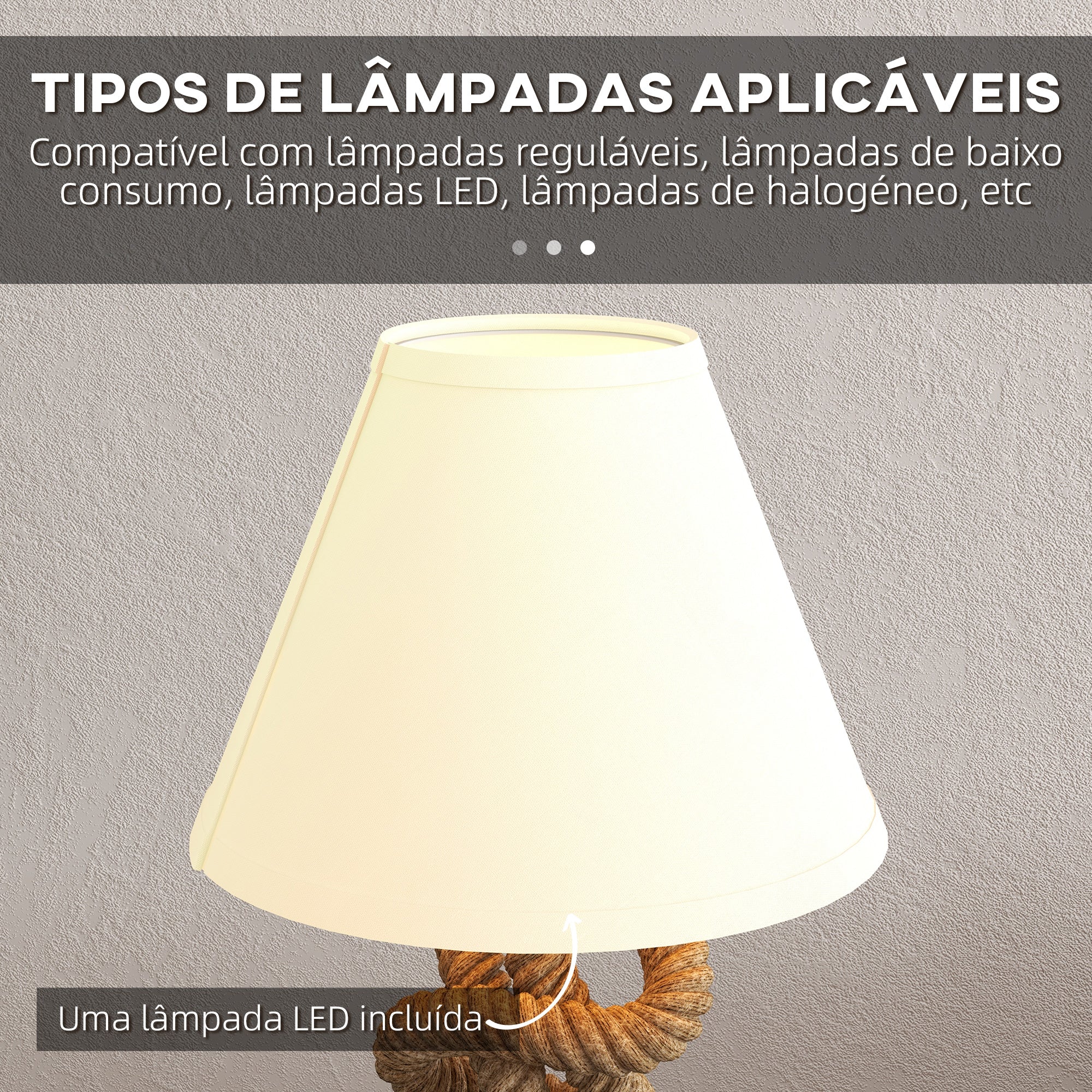 Candeeiro de Mesa Ø28x45,5 cm Marrom e Bege