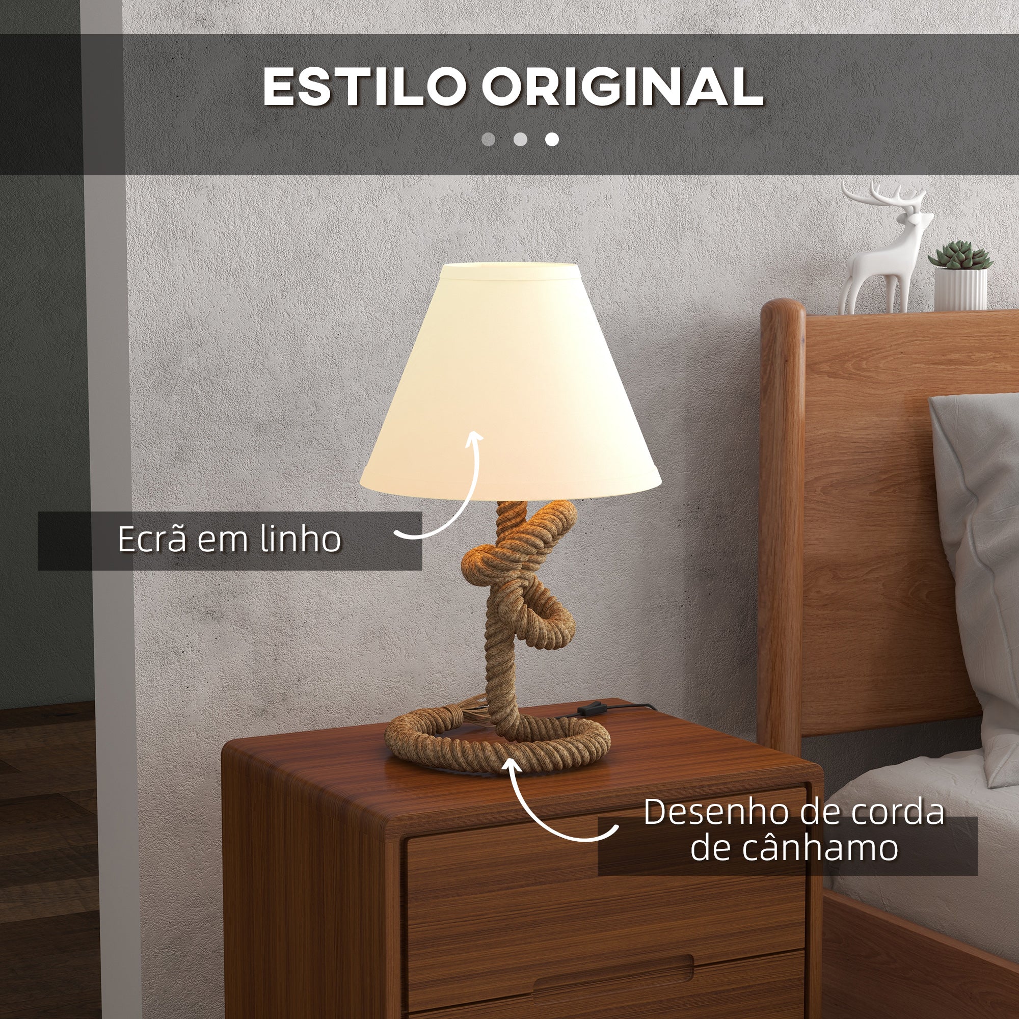 Candeeiro de Mesa Ø28x45,5 cm Marrom e Bege
