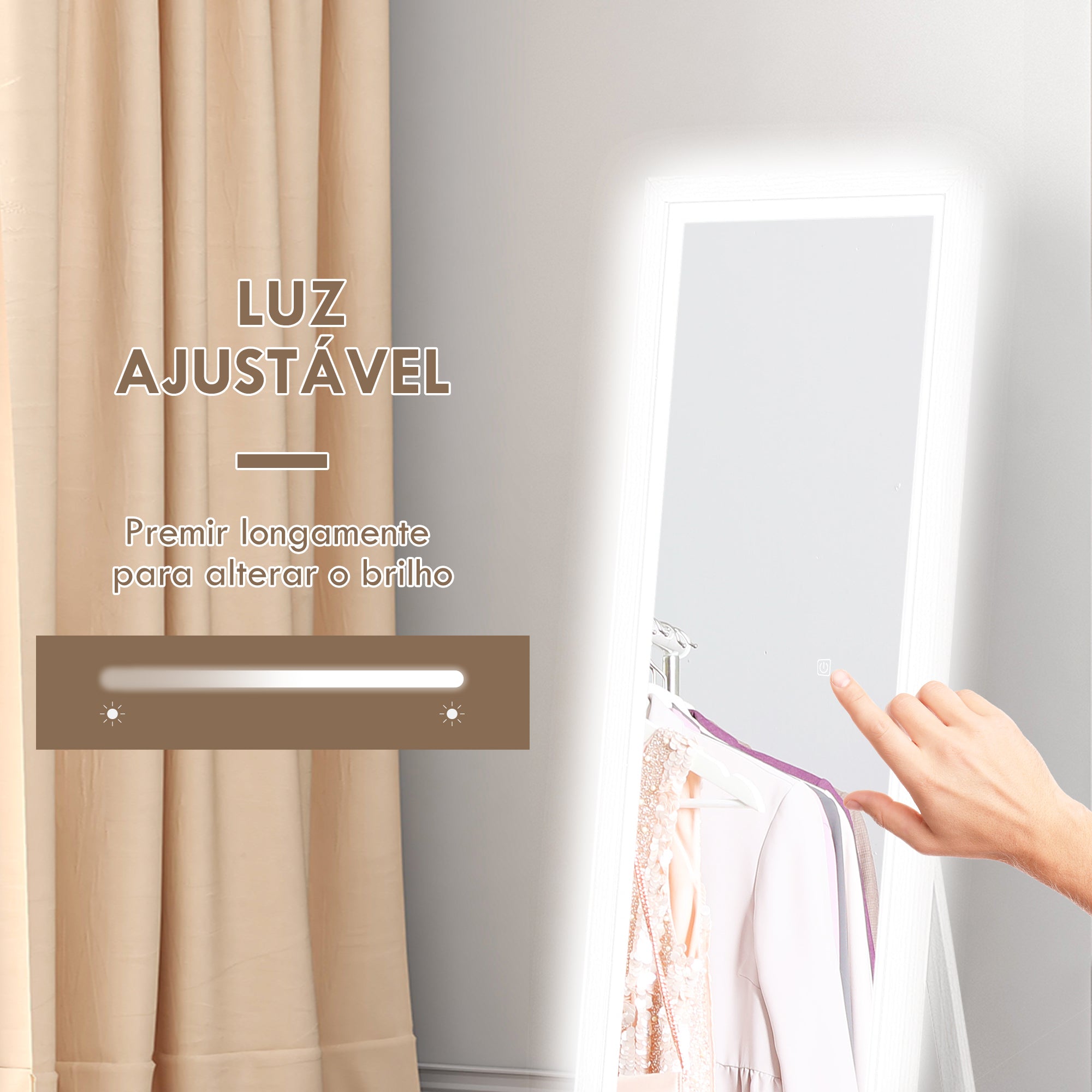 Espelho de Pé com Luz LED 40x160 cm - Branco