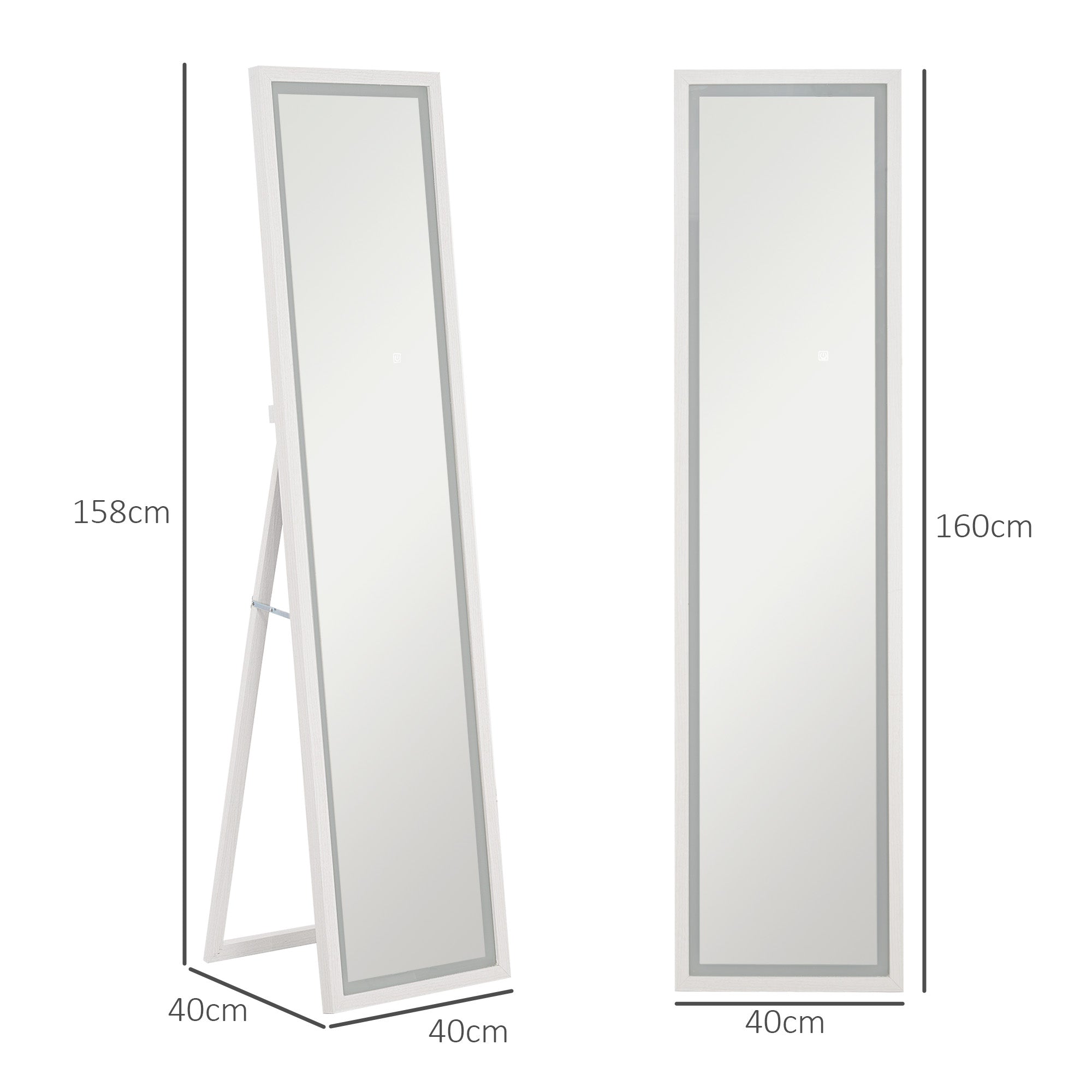 Espelho de Pé com Luz LED 40x160 cm - Branco
