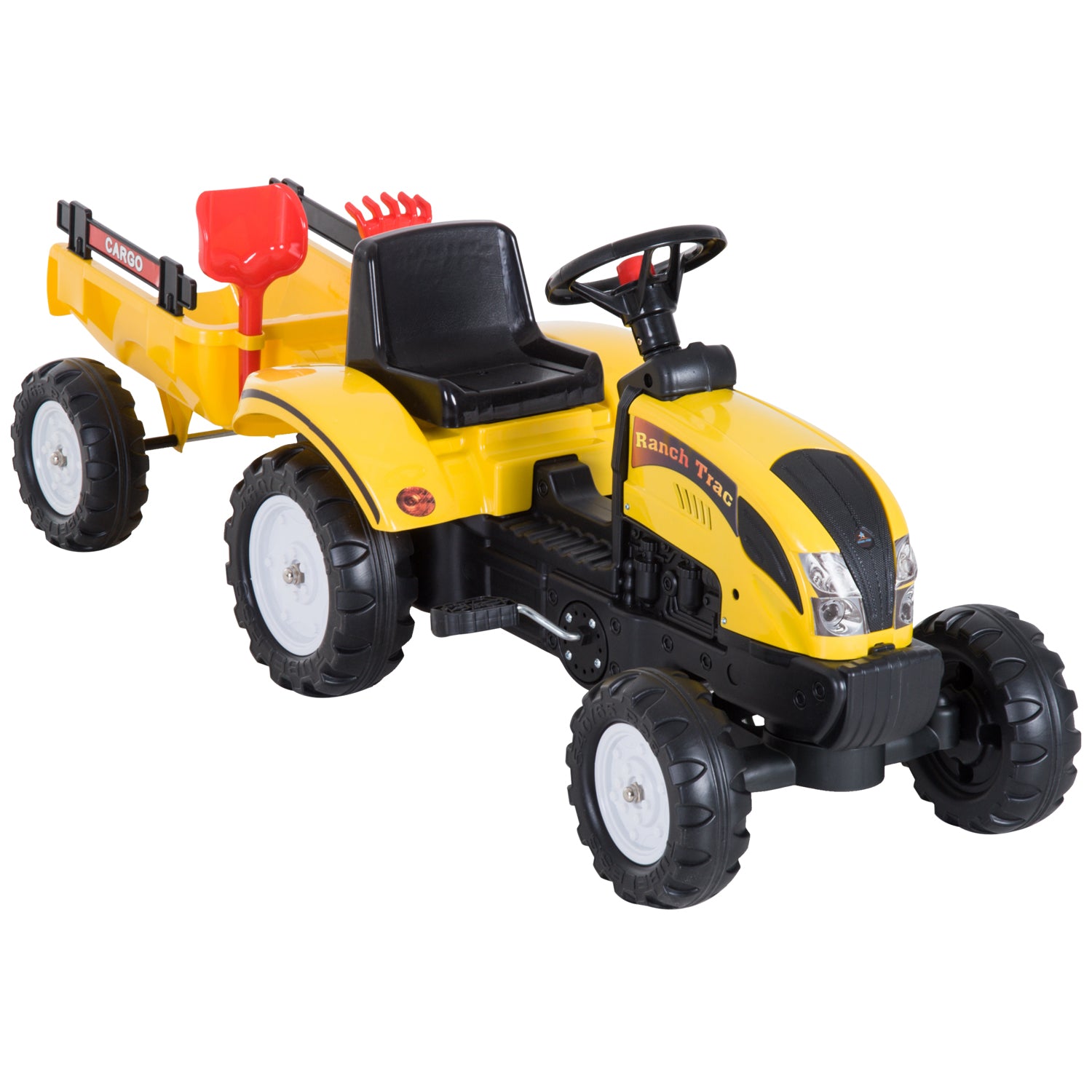 Trator de Pedais para Crianças Amarillo 133x42x51 cm