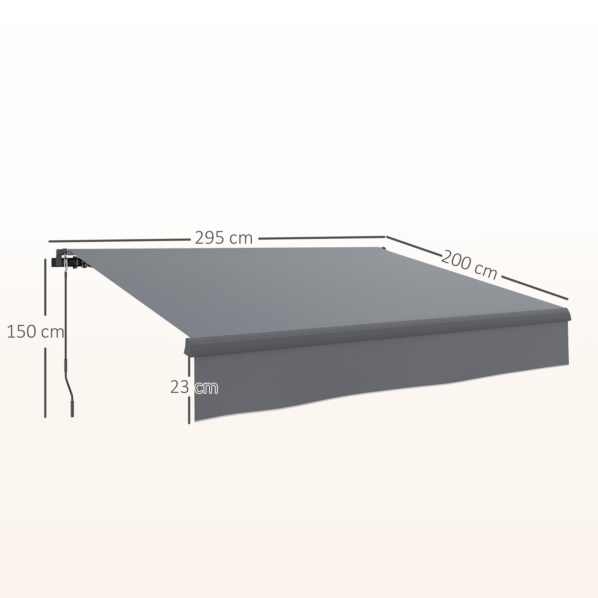 Toldo Retrátil Manual 295x200 cm Cinzento - Proteção UV