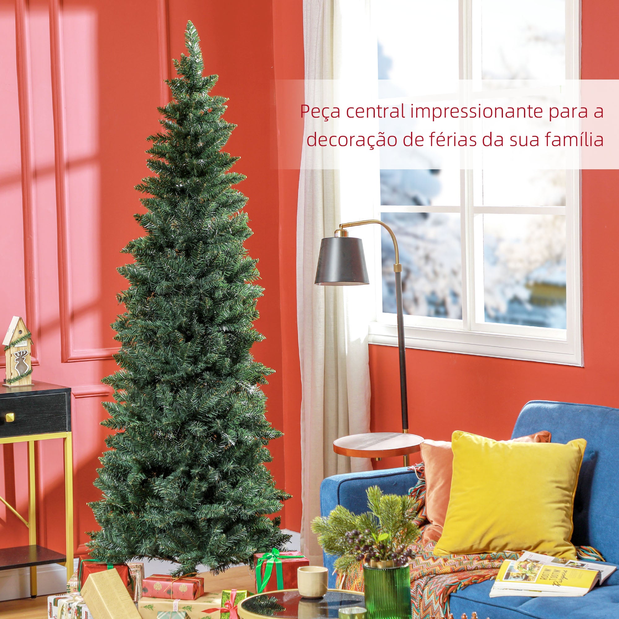 Árvore de Natal Slim Verde 210 cm Ø75x210 cm
