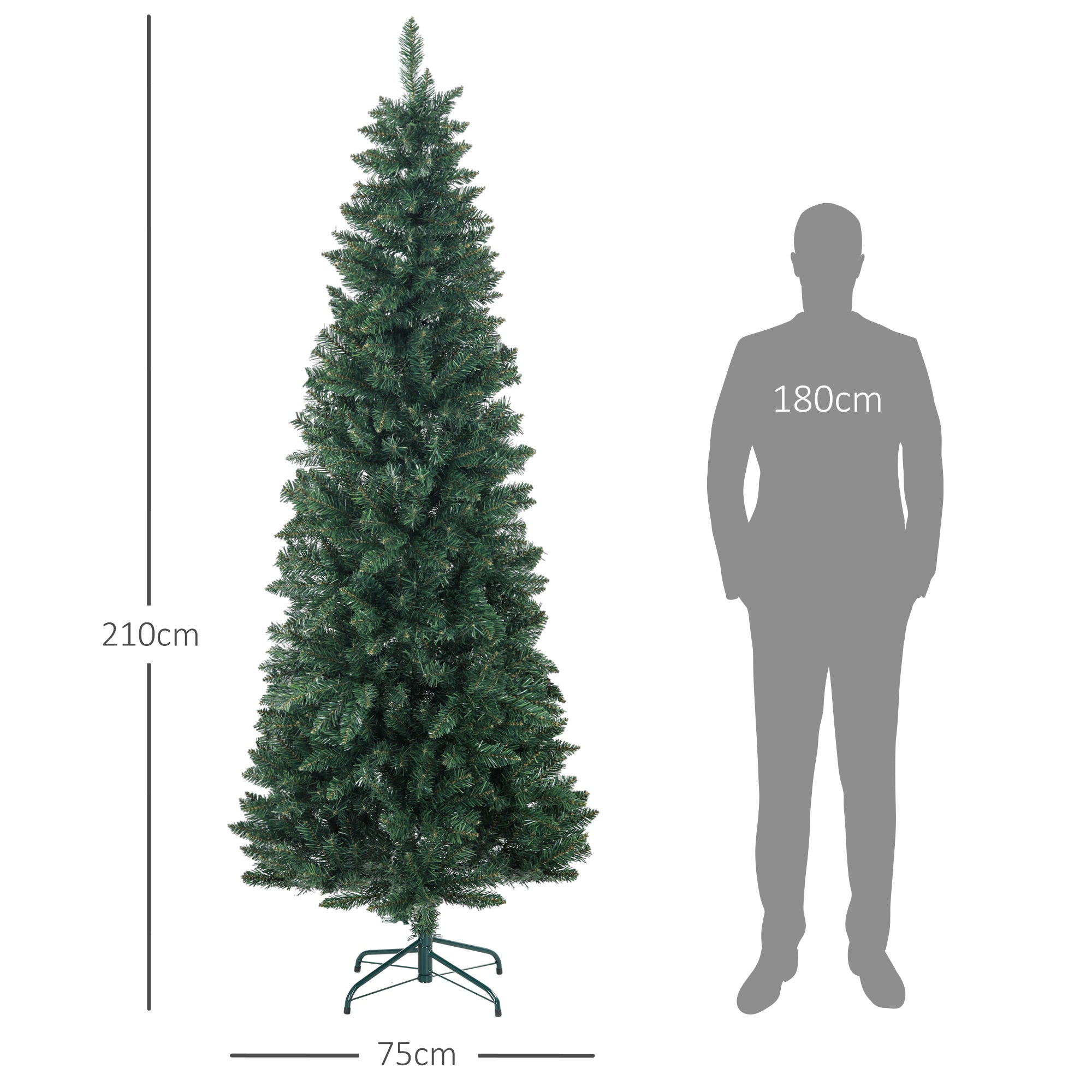 Árvore de Natal Slim Verde 210 cm Ø75x210 cm