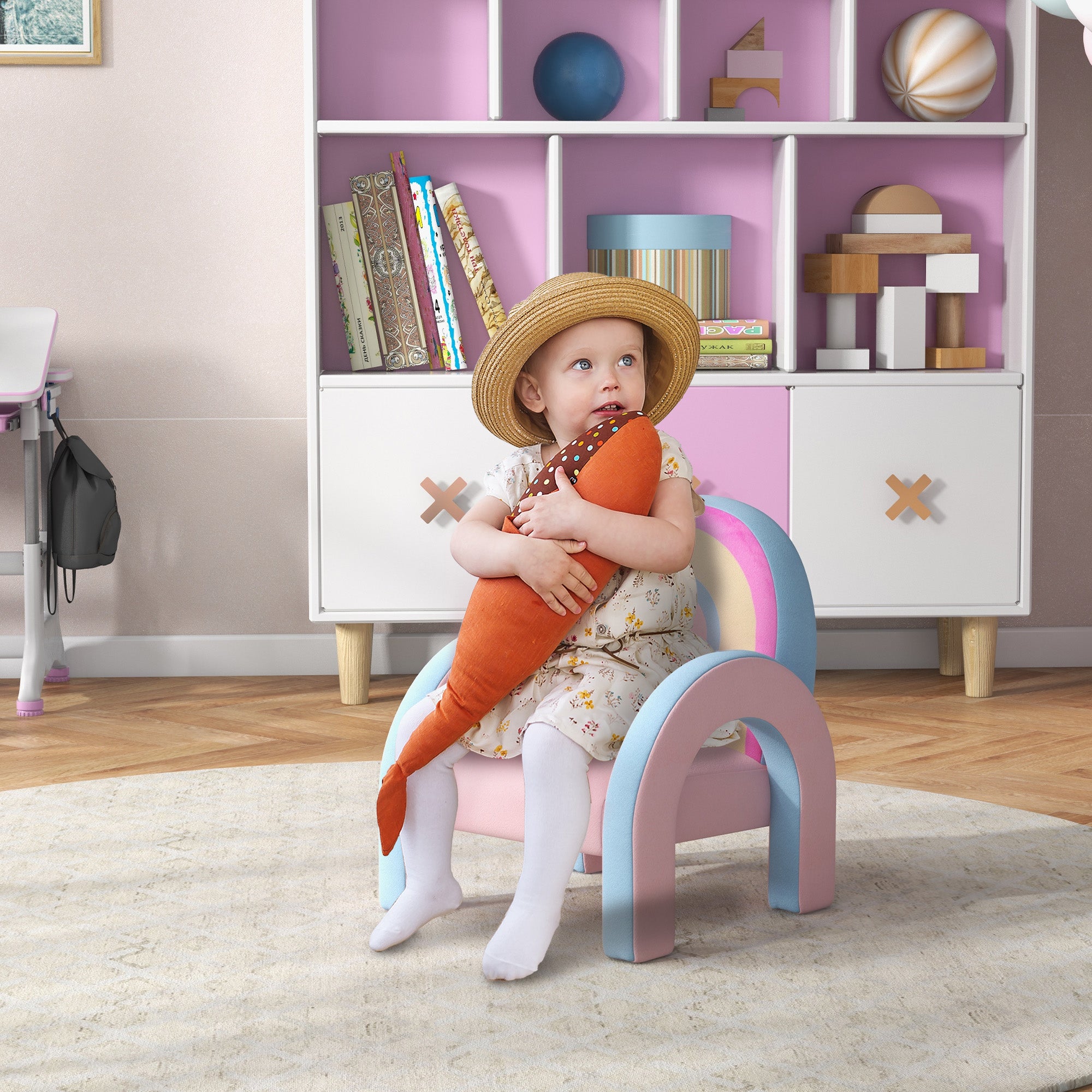 Poltrona Infantil Arco-Íris Rosa 43x41x51 cm