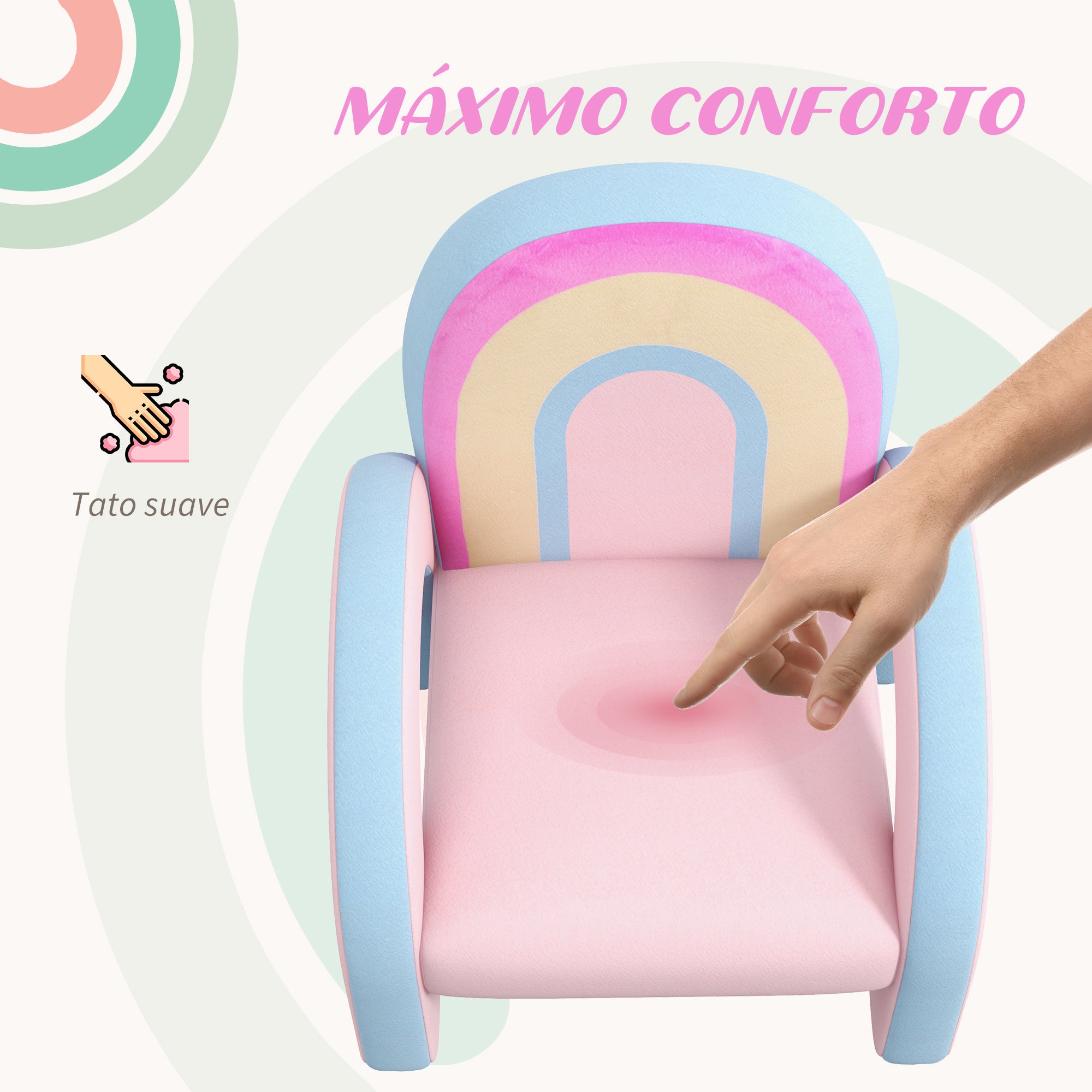 Poltrona Infantil Arco-Íris Rosa 43x41x51 cm