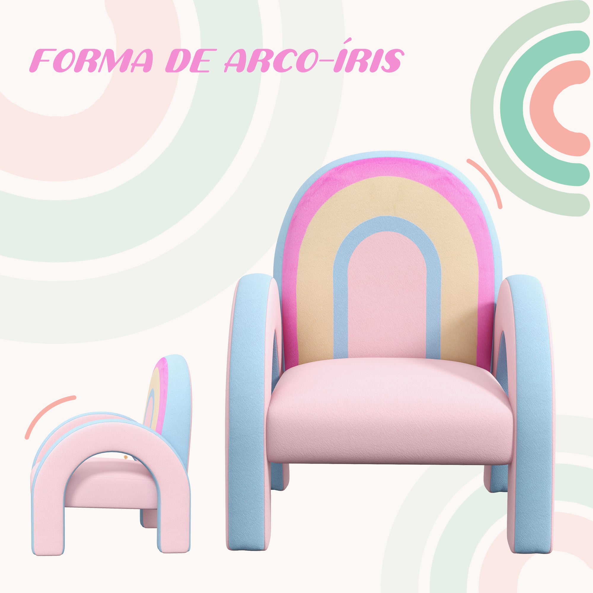 Poltrona Infantil Arco-Íris Rosa 43x41x51 cm