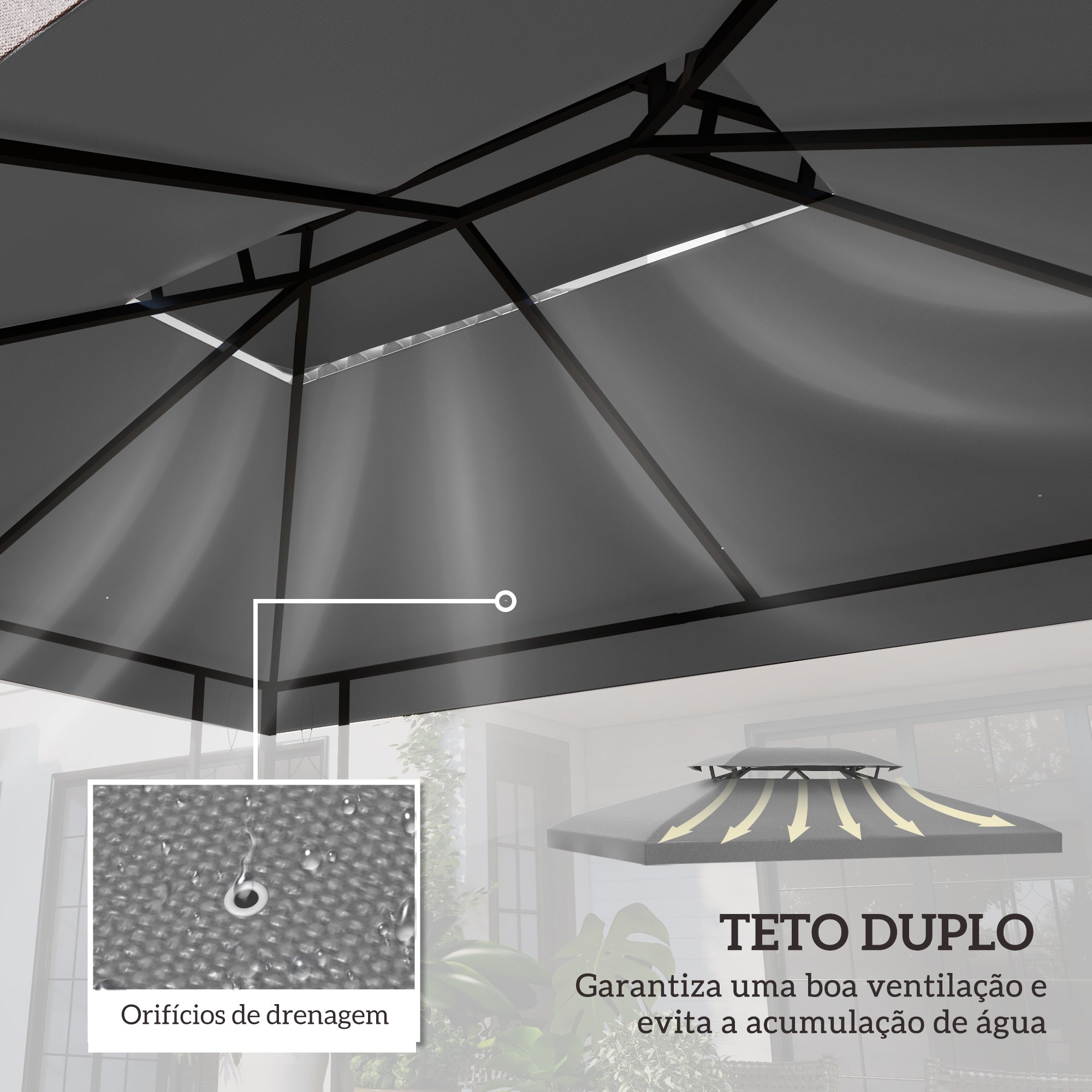 Toldo de Substituição 400x300 cm Cinza Claro para Pérgola de Jardim