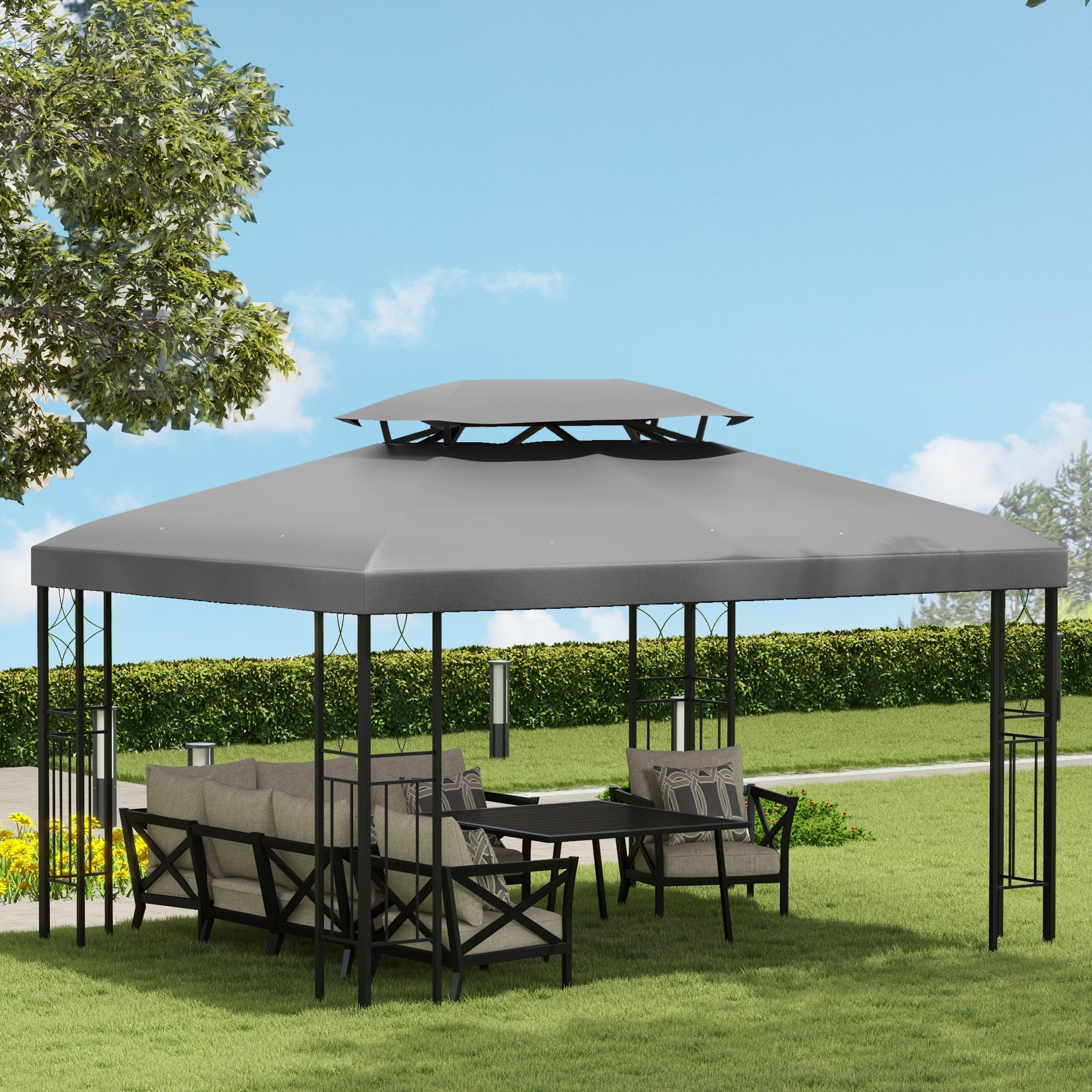Toldo de Substituição 400x300 cm Cinza Claro para Pérgola de Jardim