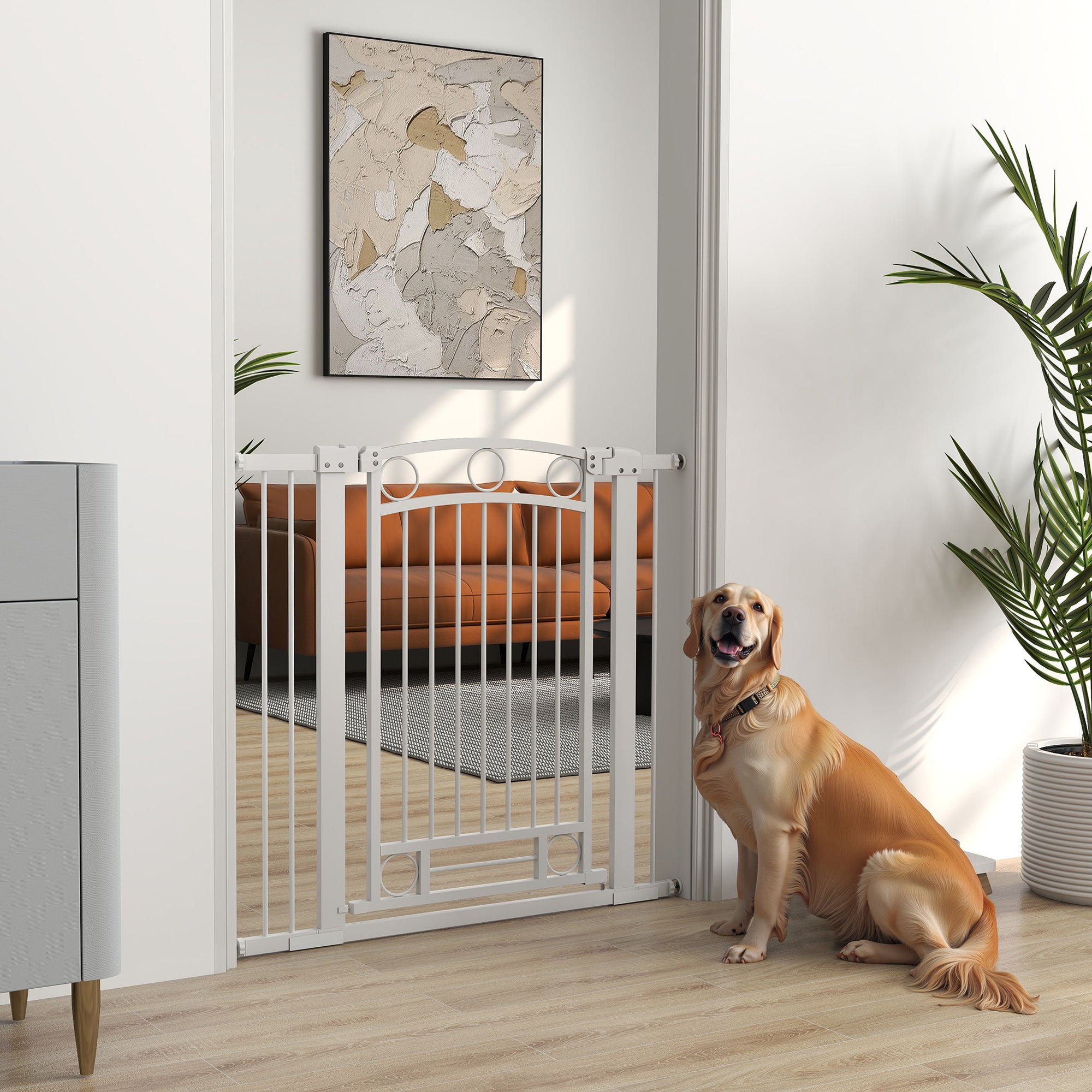 Barreira de Segurança para Cães - Medidas 96-104x76 cm - Cor Branco
