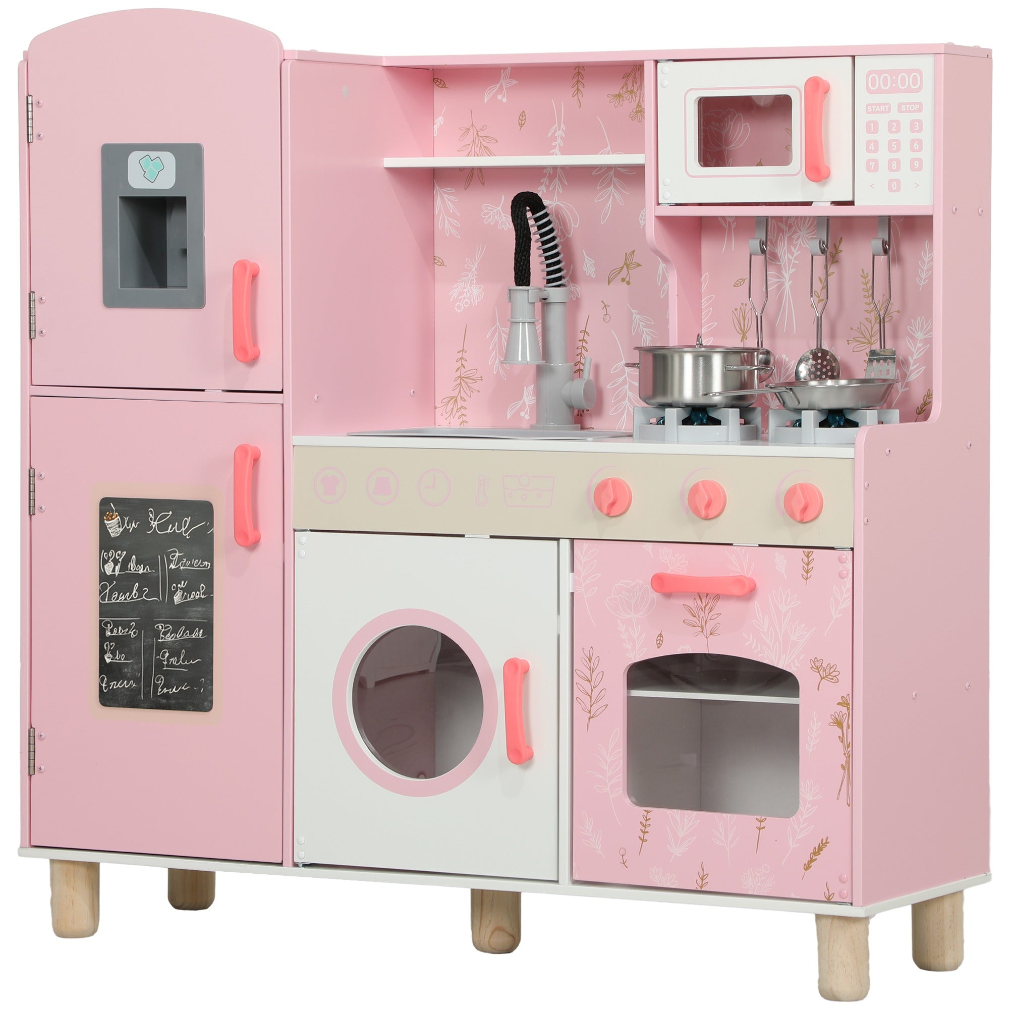 Cozinha Infantil Rosa 90x33,3x91,6 cm para Crianças acima de 3 Anos