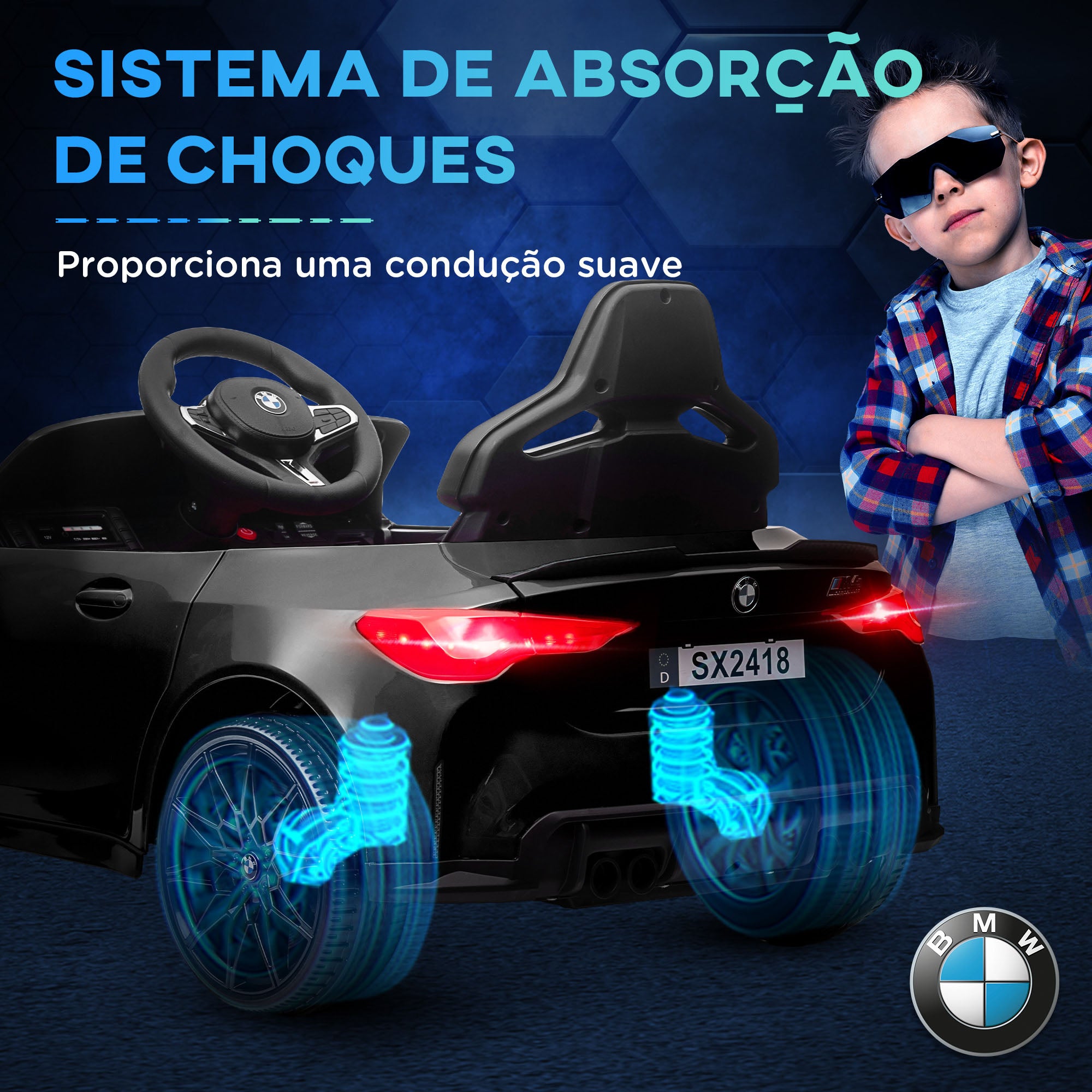 Carro Elétrico Infantil Preto 108x69,5x51 cm