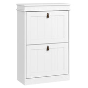 Sapateira Estreita Branca com 2 Portas e Prateleira Ajustável 54x24x82,5 cm