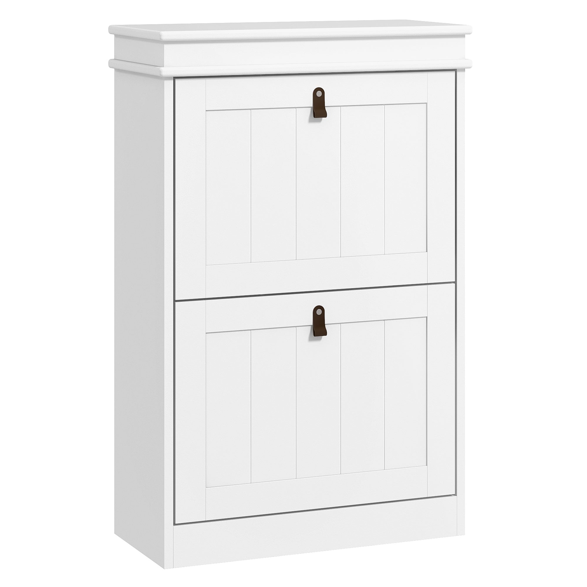 Sapateira Estreita Branca com 2 Portas e Prateleira Ajustável 54x24x82,5 cm