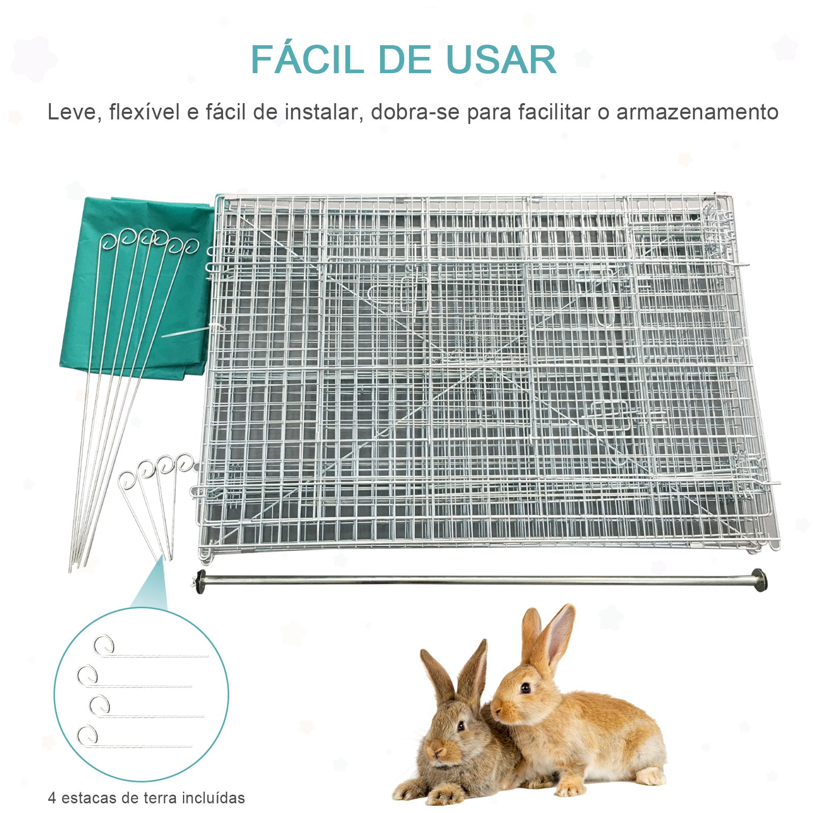 Gaiola para Animais de Estimação – 220x103x103cm – Prata – Metálica