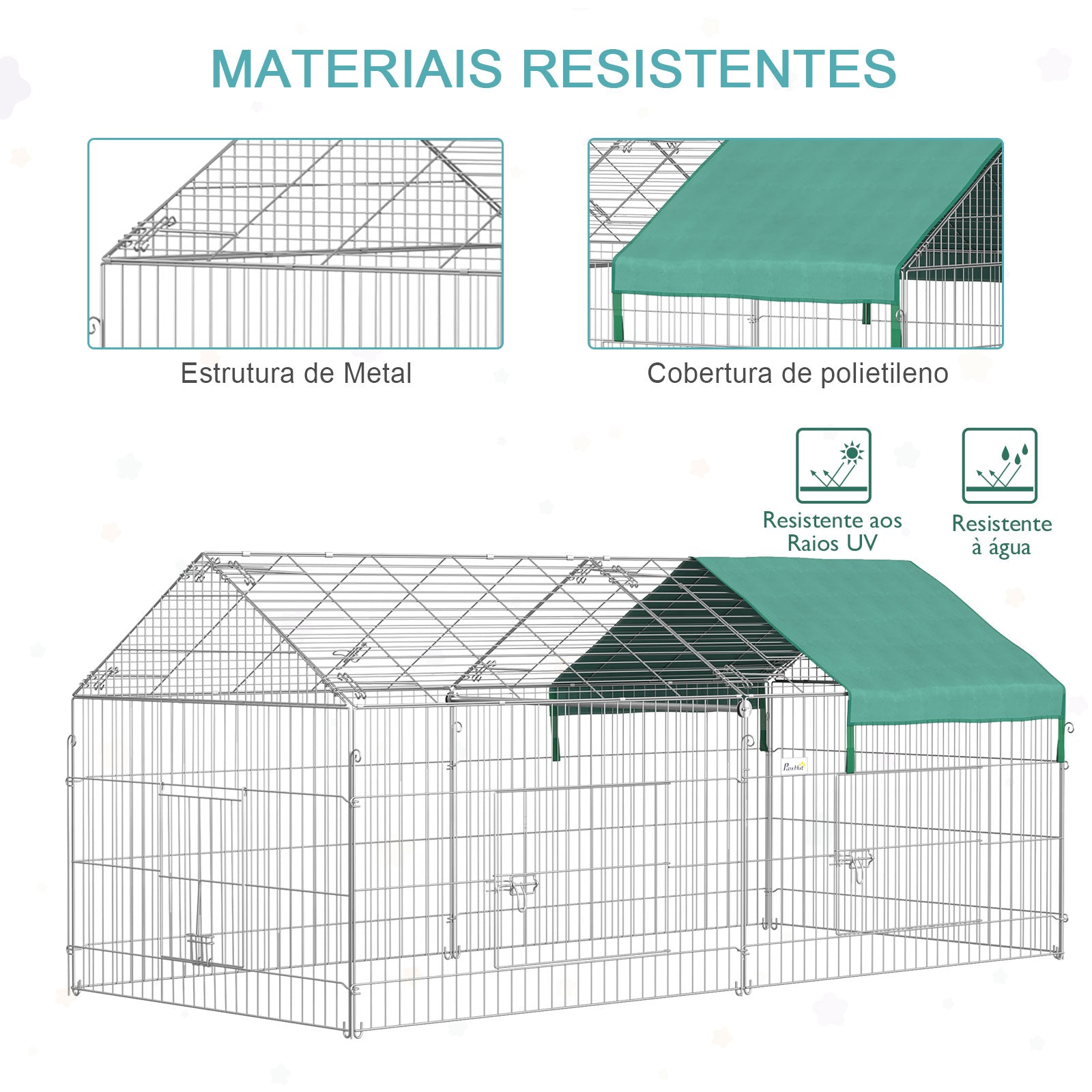 Gaiola para Animais de Estimação – 220x103x103cm – Prata – Metálica