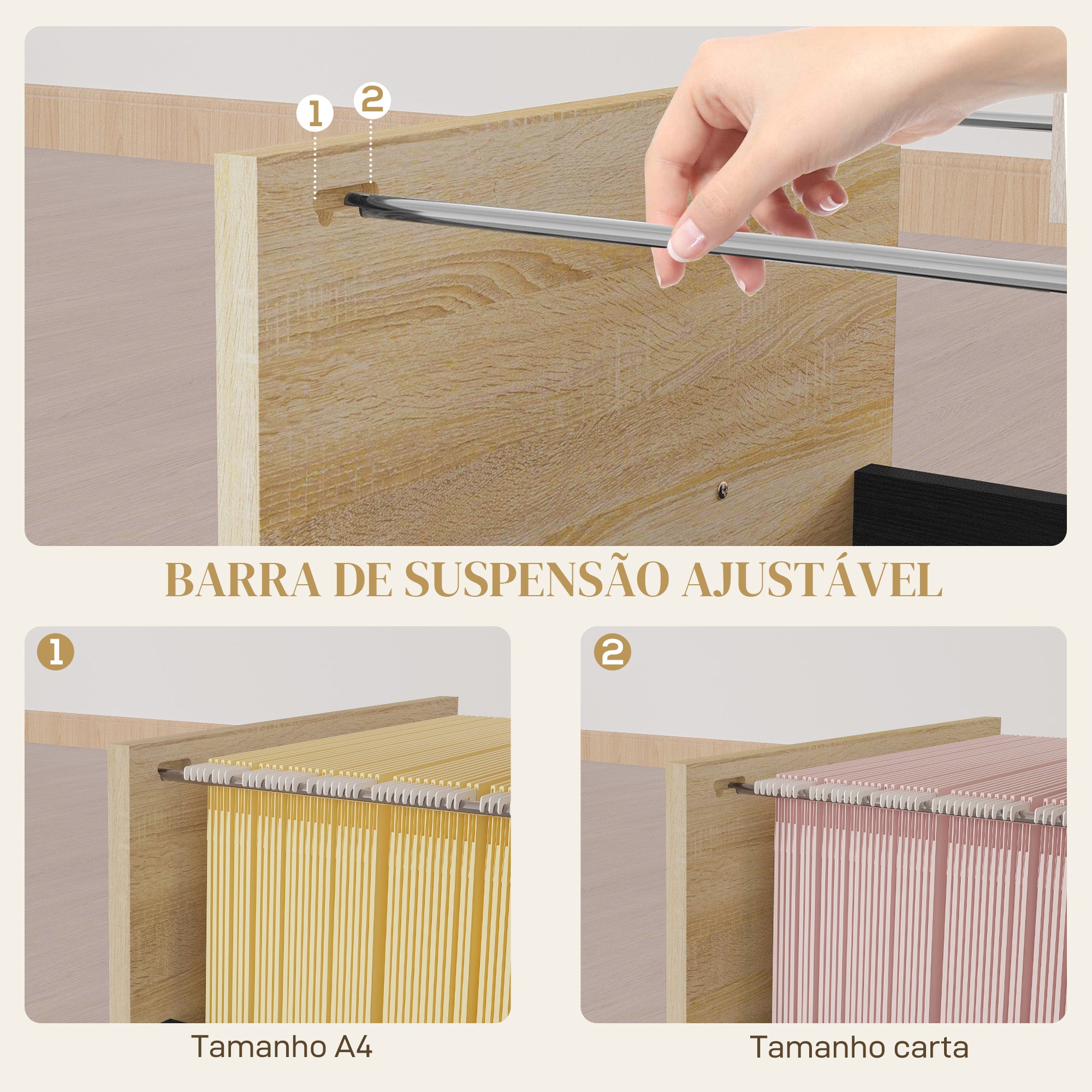 Bloco de Gavetas de Escritório Móvel - 40x42x65 cm - Carvalho e Preto