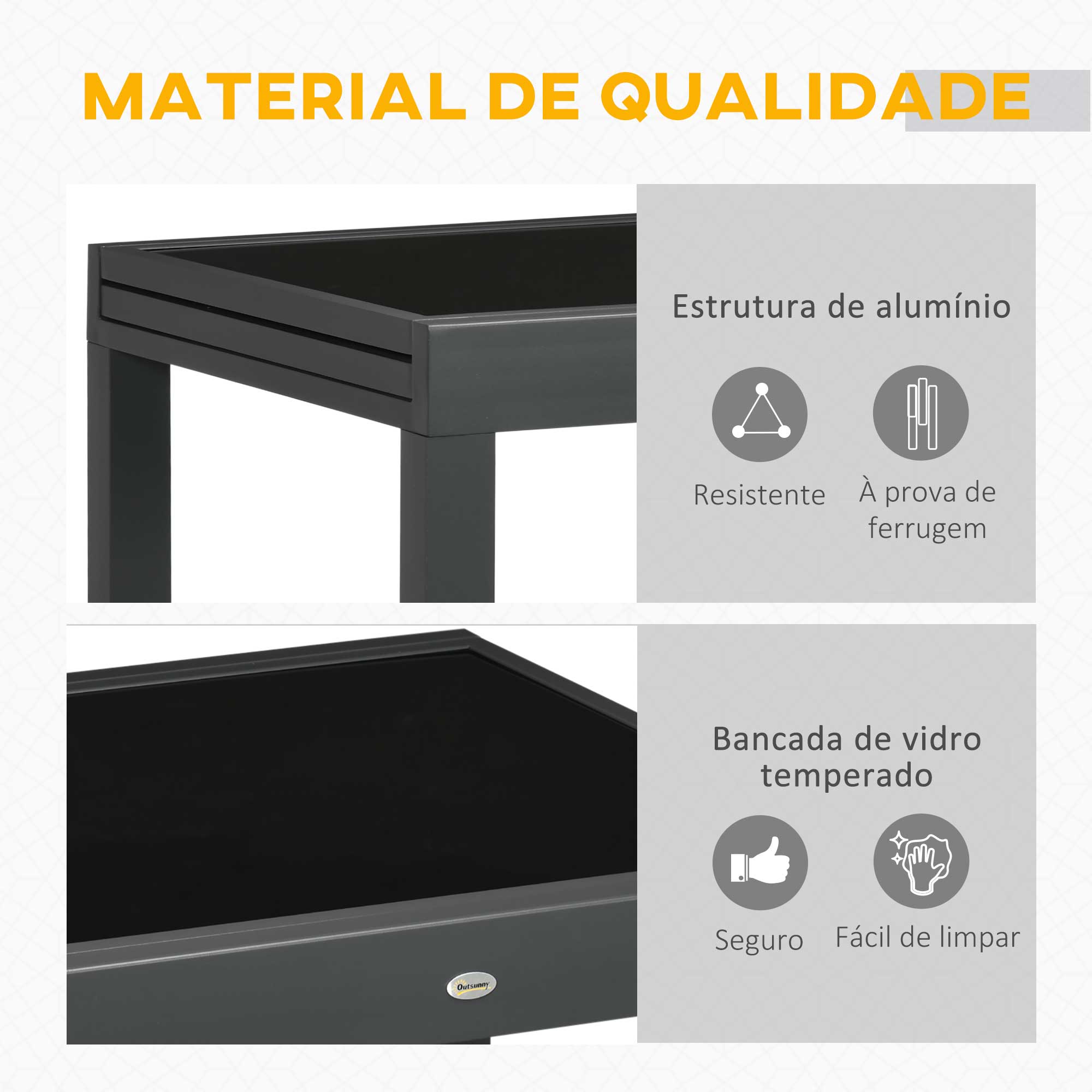 Mesa de Jardim Extensível – 160x80x75 cm – Preta – Alumínio