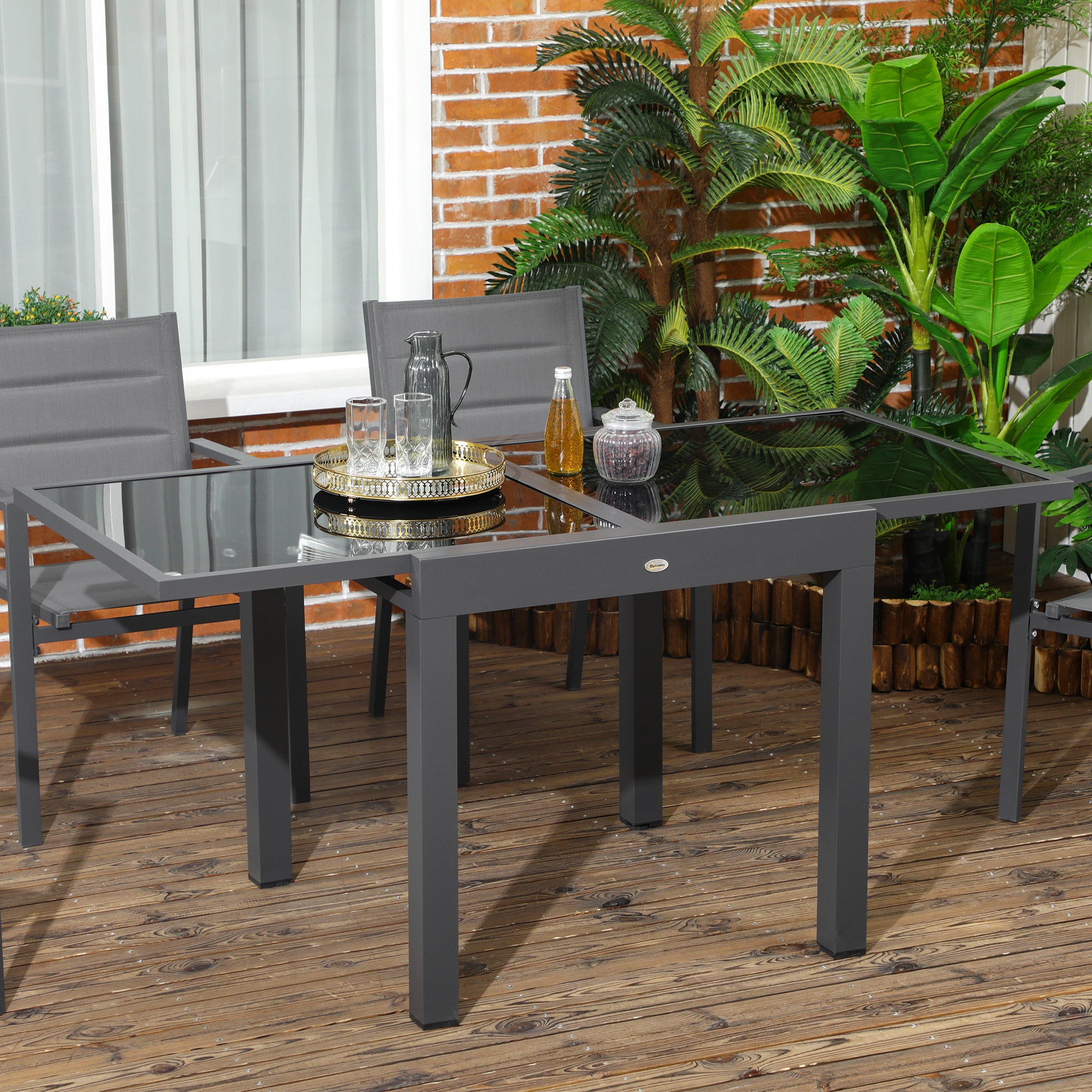 Mesa de Jardim Extensível – 160x80x75 cm – Preta – Alumínio
