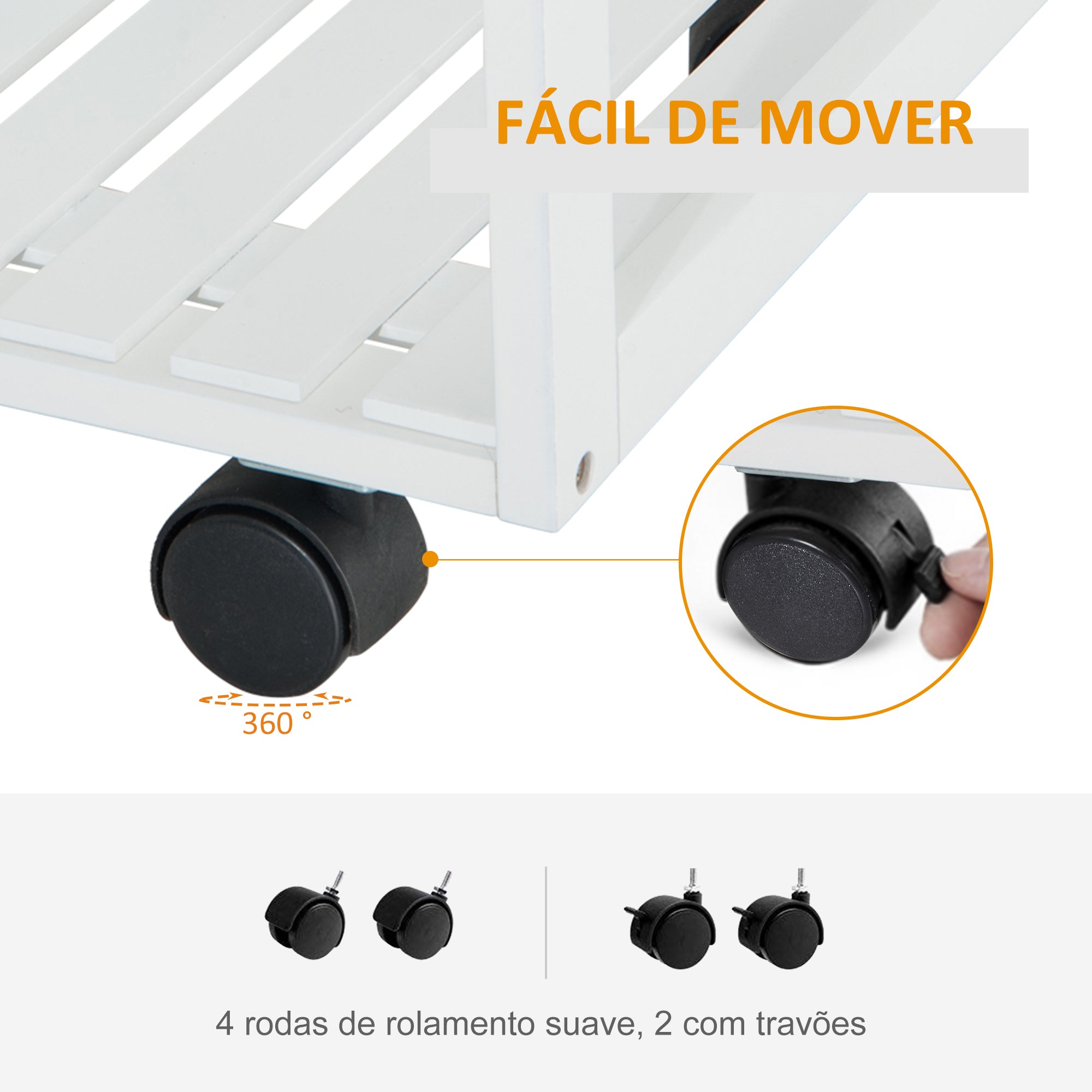 Carrinho de Cozinha de Bambu Branco 70x37x85 cm