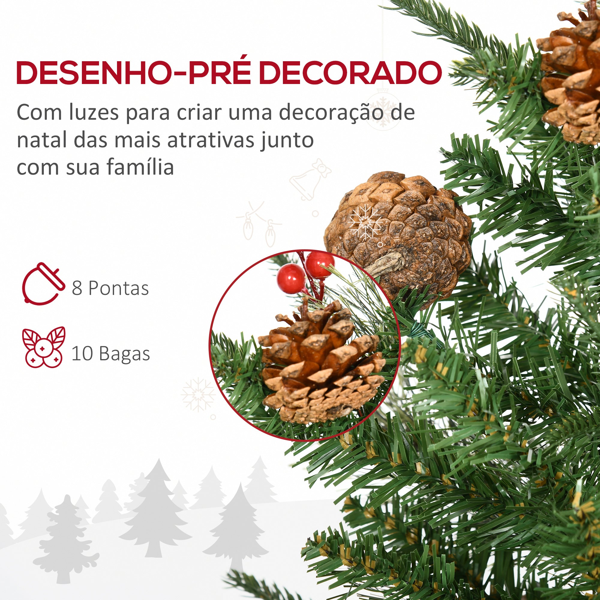 Conjunto de 2 Árvores de Natal Artificial – 90cm – Verde – PE, PVC, Aço, PP