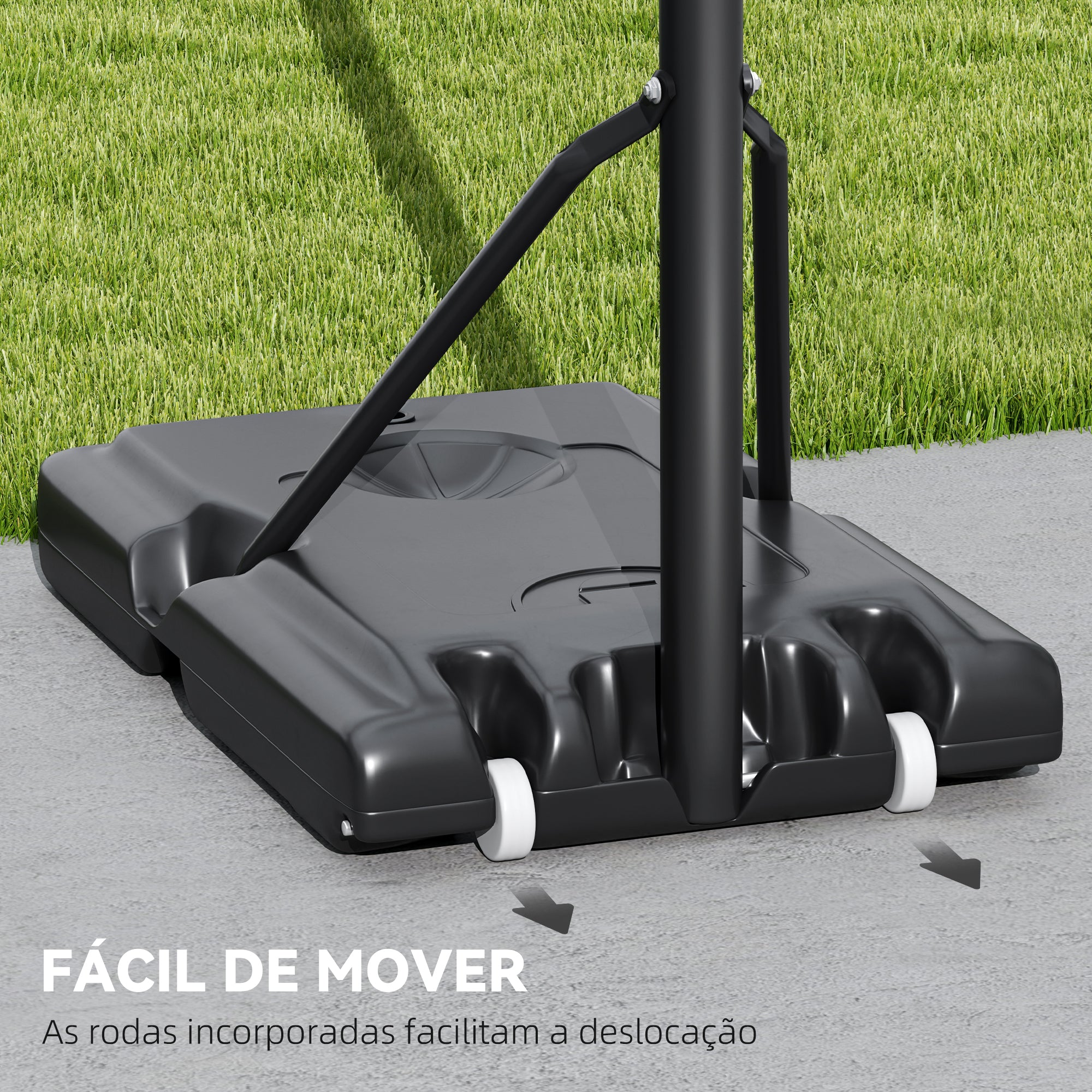Tabela de Basquetebol de Exterior com Altura Ajustável 235-305 cm - Cor Preto