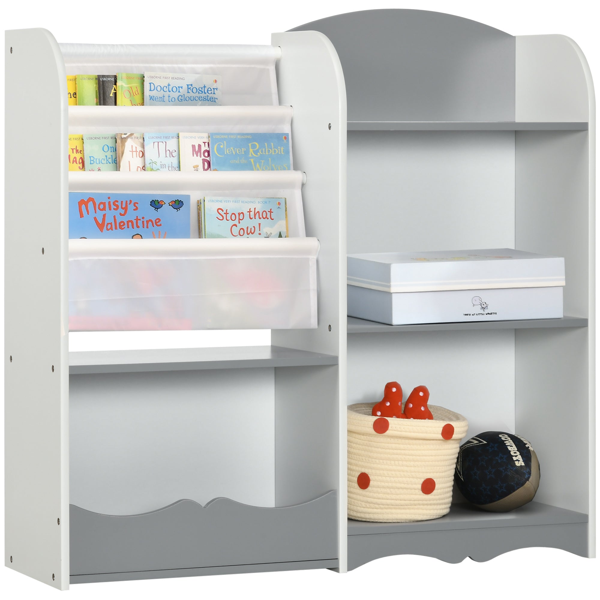 Organizador de Brinquedos Infantil 85x26x84 cm Cinza e Branco