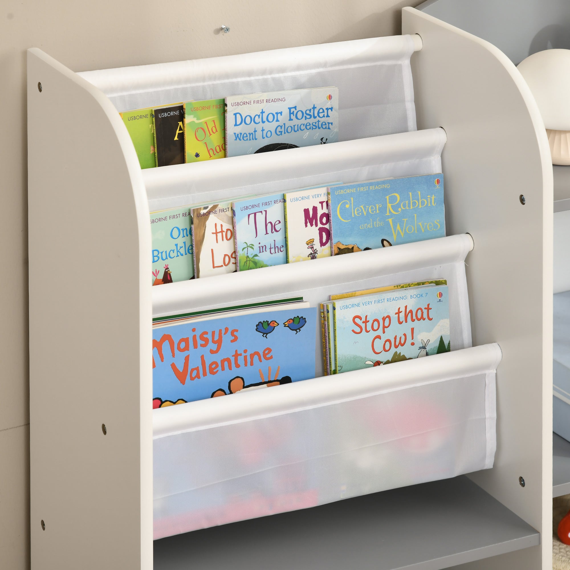 Organizador de Brinquedos Infantil 85x26x84 cm Cinza e Branco