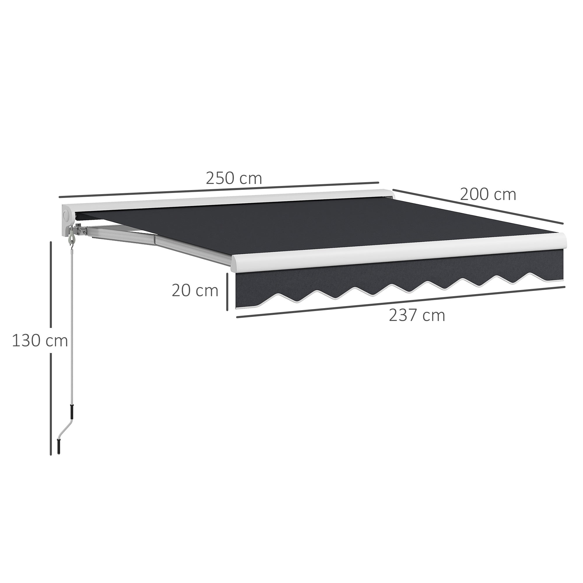 Toldo Retrátil Elétrico ou Manual 250x200 cm - Cinzento