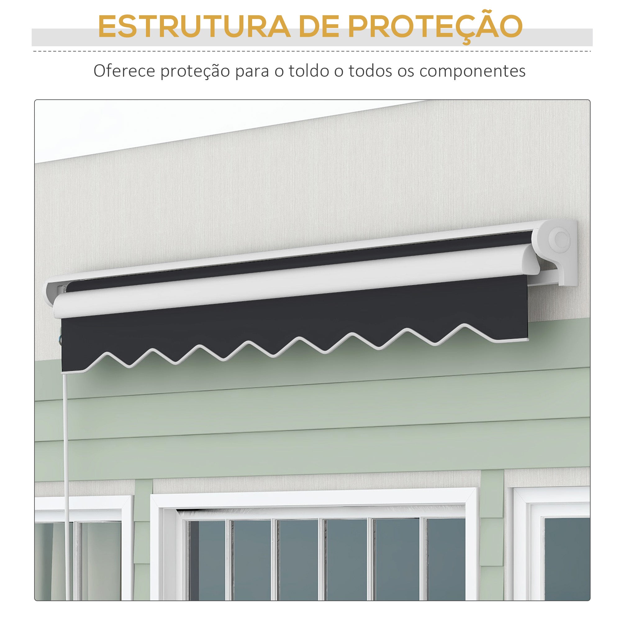 Toldo Retrátil Elétrico ou Manual 250x200 cm - Cinzento