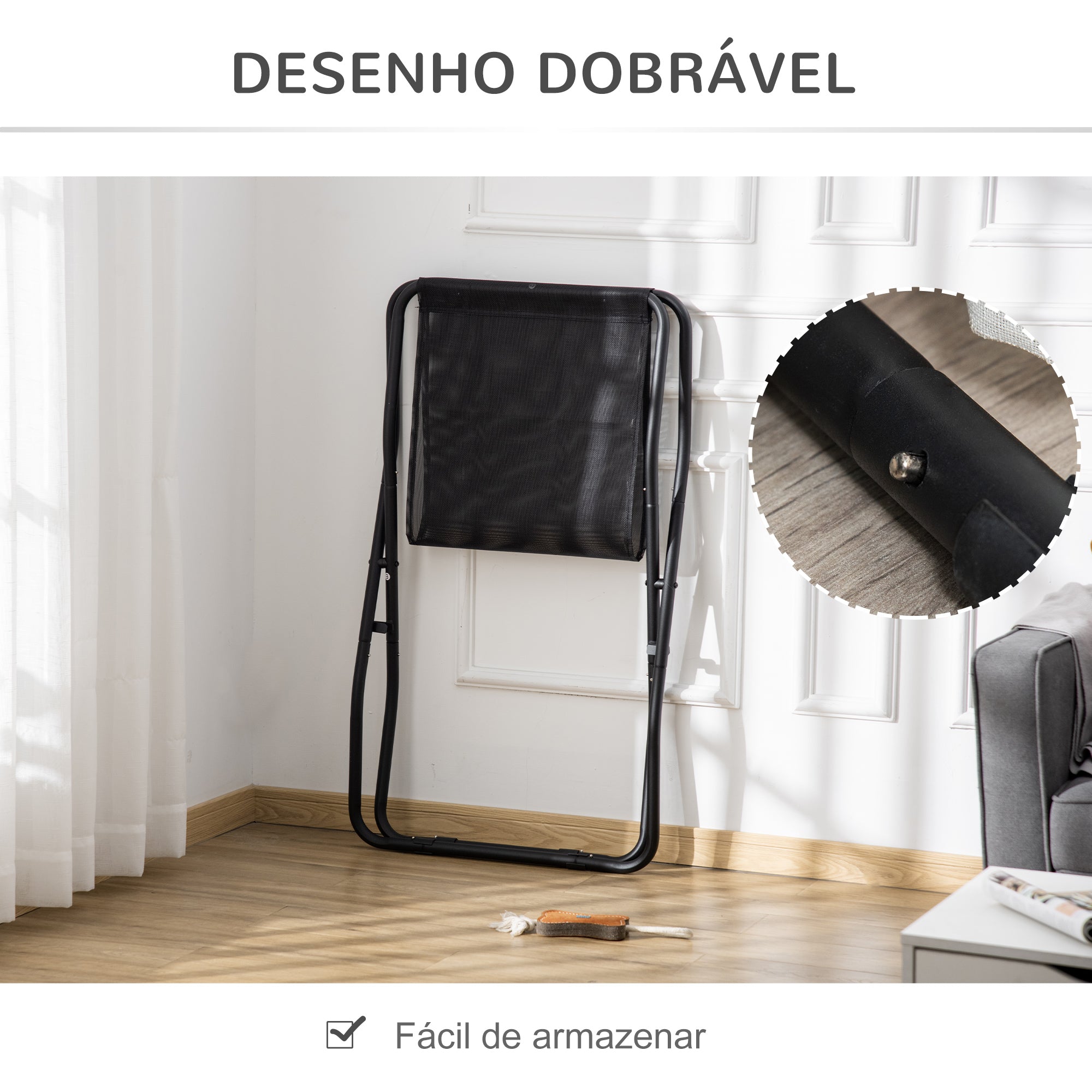 Cama Elevada para Animais de Estimação - 111x65,5x19cm - Preto
