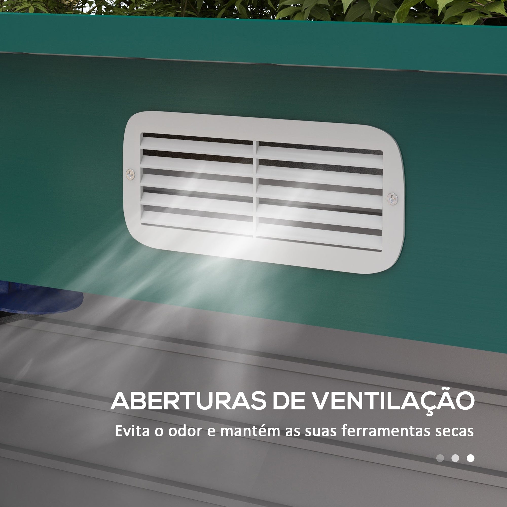 Abrigo de Jardim Verde 249x121x166/183 cm - Estrutura de Aço, Ventilação e Trava