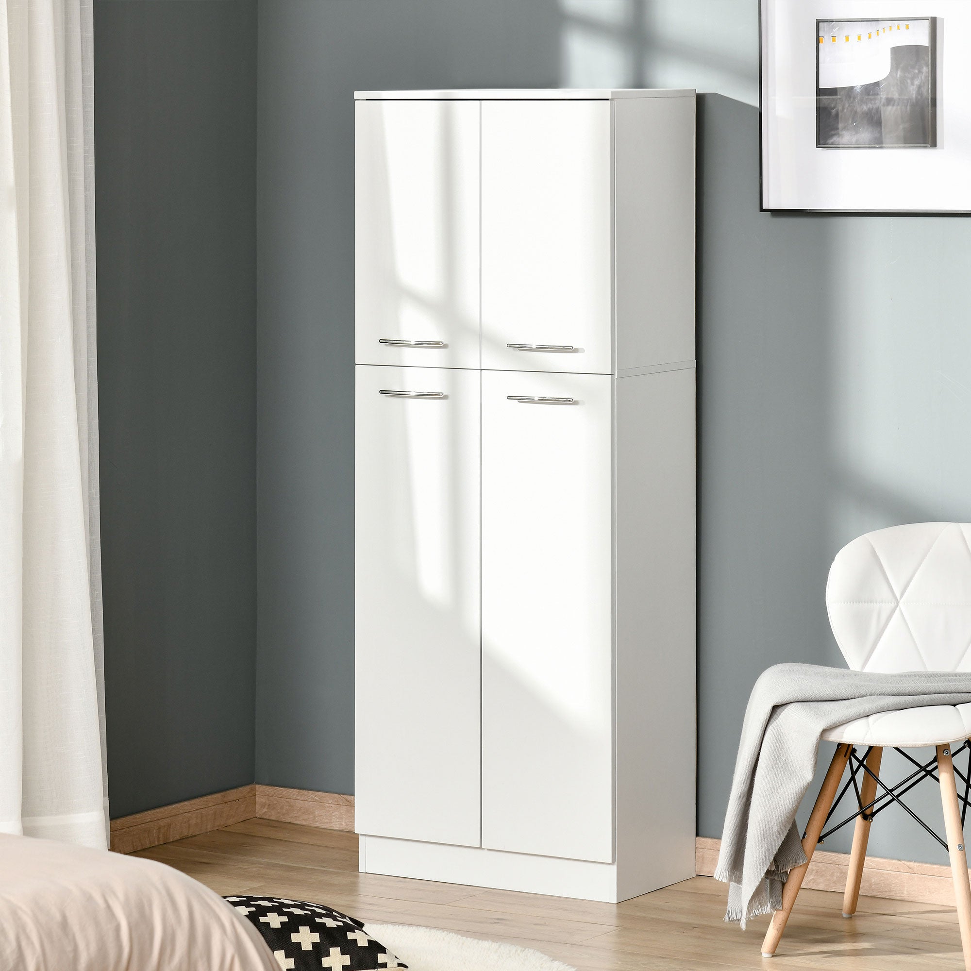 Armário Alto de 2 Portas Multifuncional 59x31x155cm - Branco
