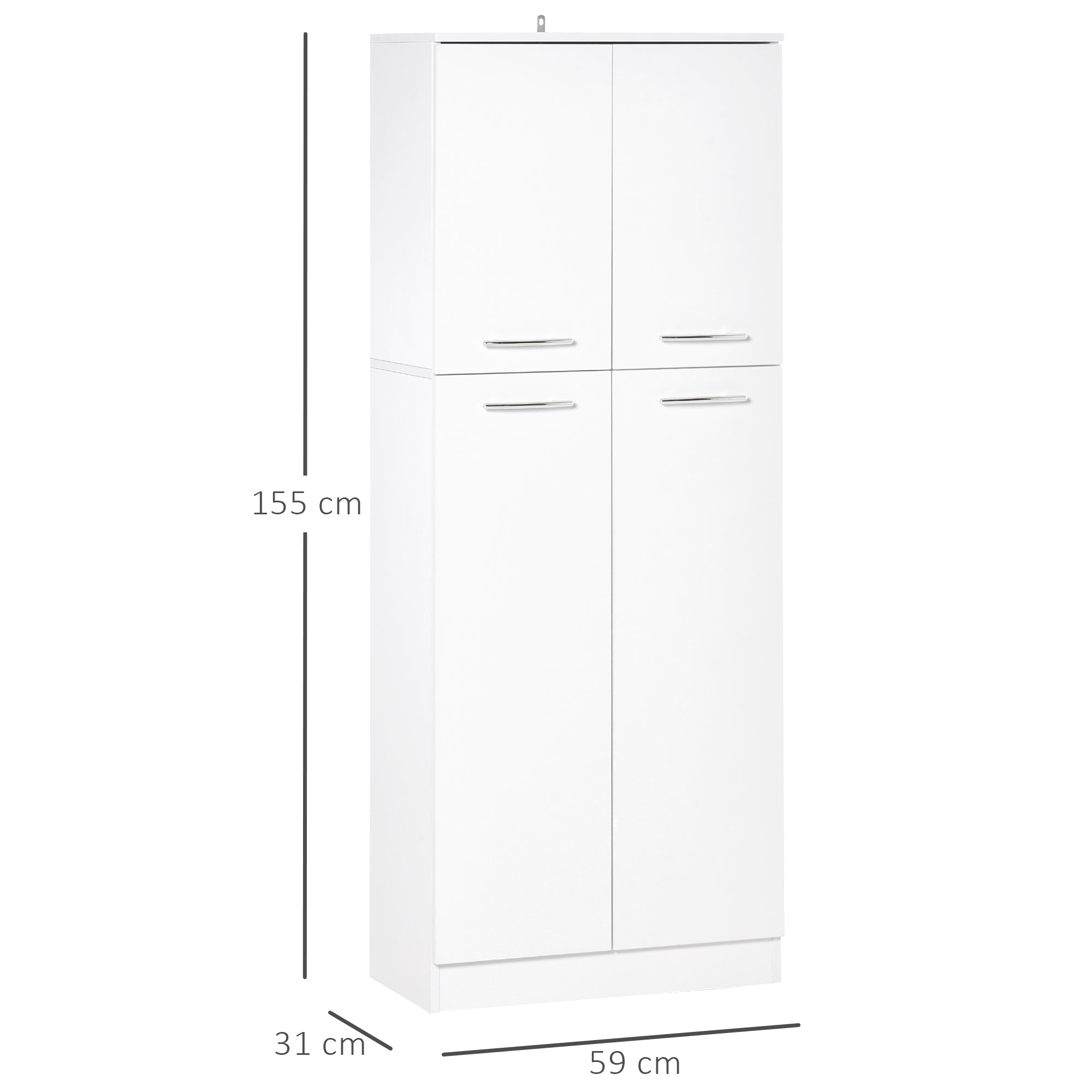 Armário Alto de 2 Portas Multifuncional 59x31x155cm - Branco