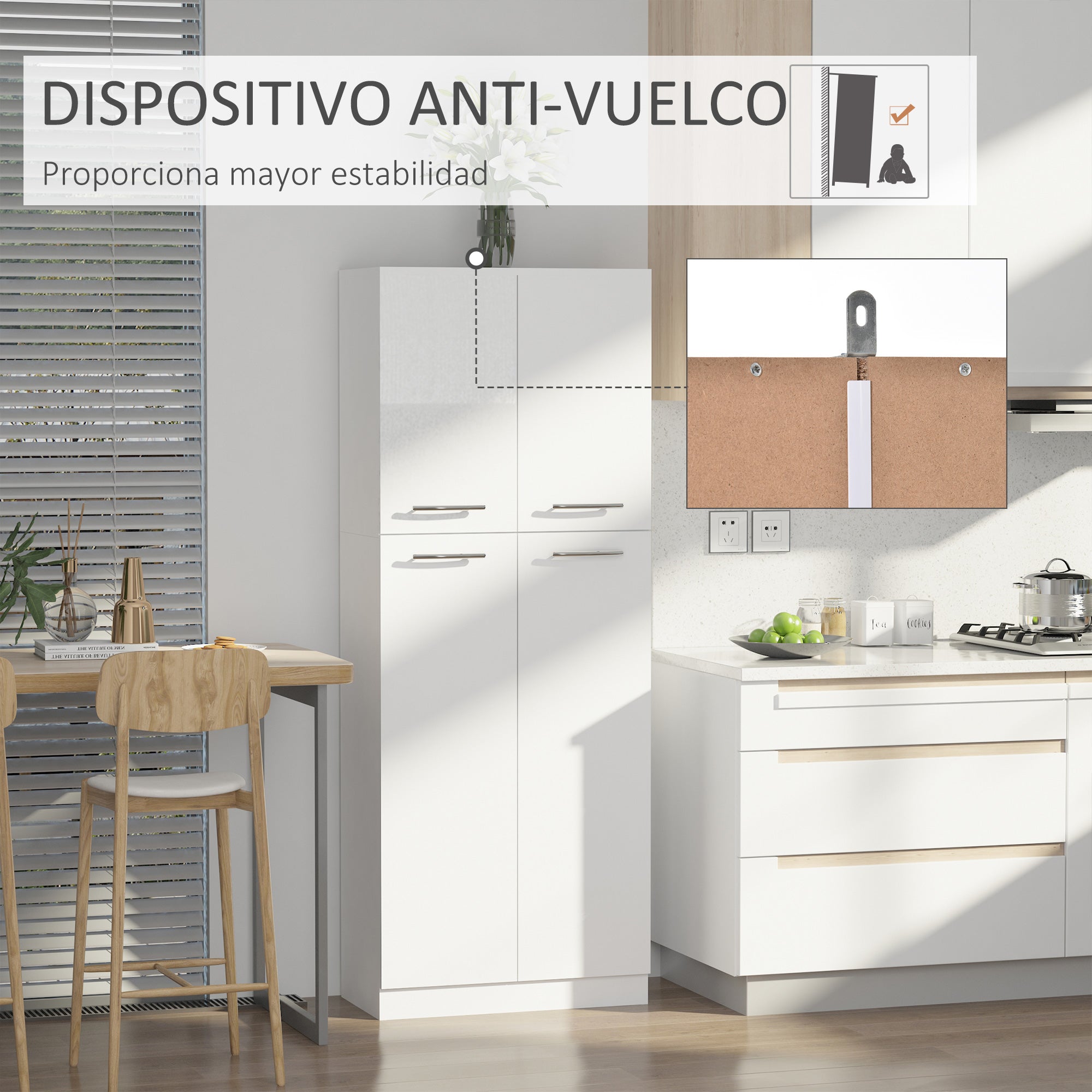 Armário Alto de 2 Portas Multifuncional 59x31x155cm - Branco
