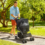 Carrinho para Animais de Estimação Dobrável 75x46x94 cm Preto