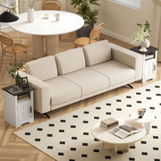 Mesas Auxiliares Brancas 40x35x60 cm - Conjunto de 2 com Porta Estilo Celeiro e Prateleira Aberta