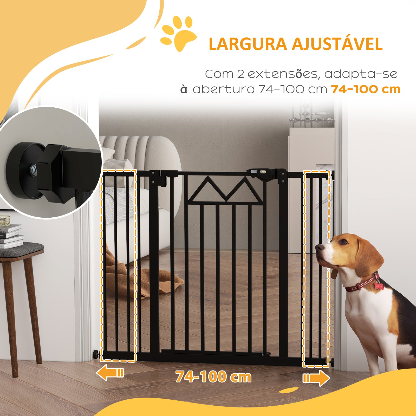 Barreira de Segurança Extensível 74-100x76 cm - Cor Preto
