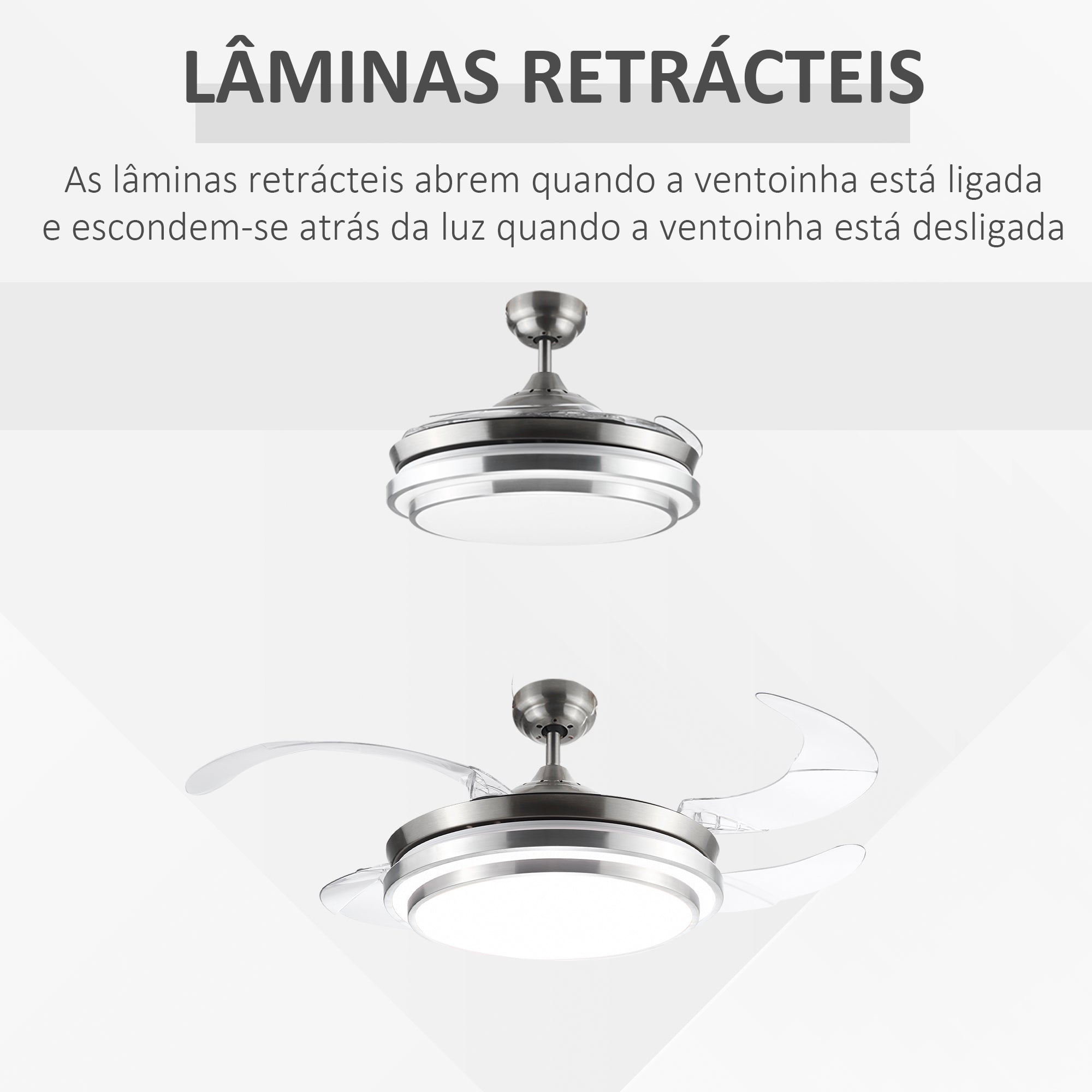 Ventoinha de Teto Prata Ø106x43 cm com Luz LED Ajustável
