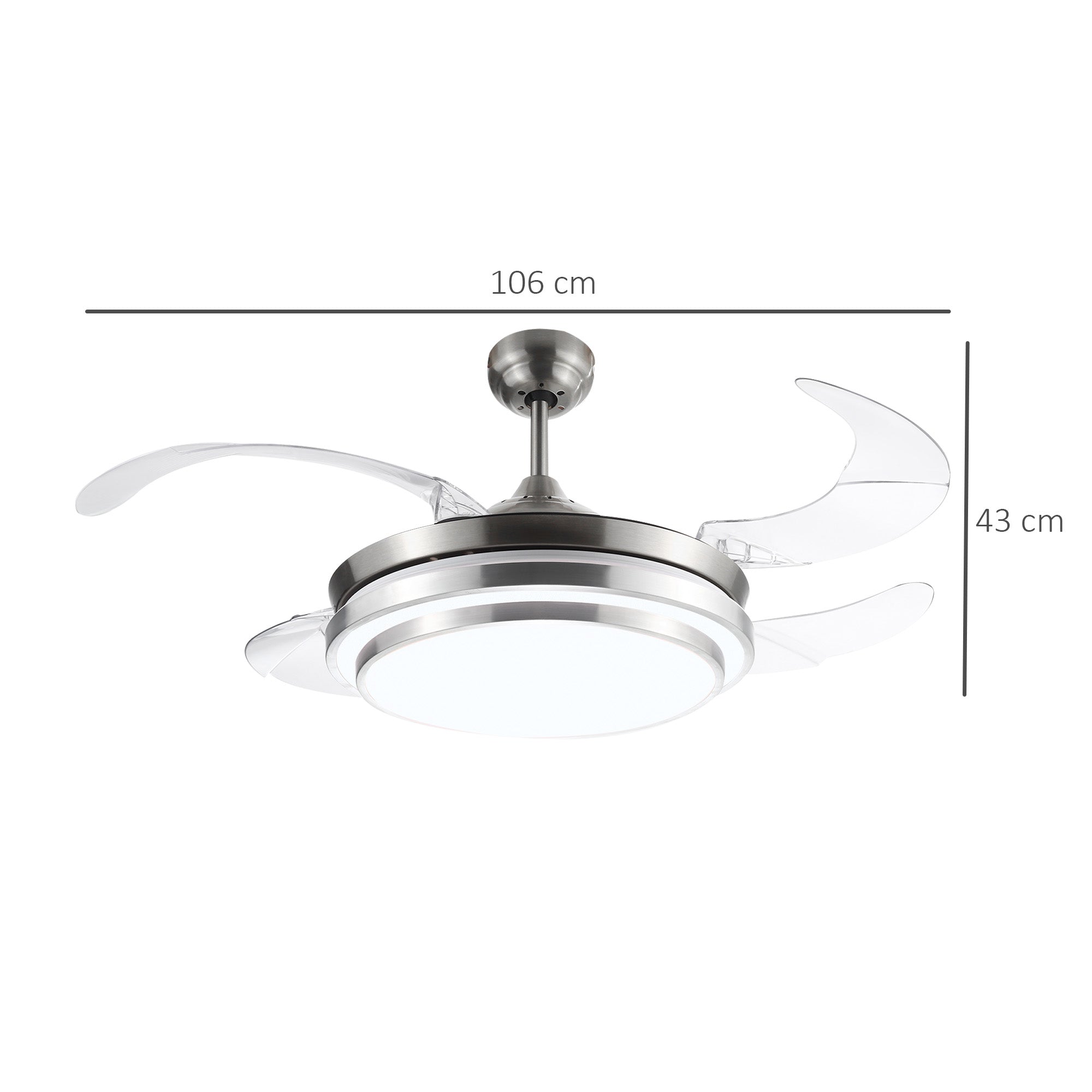 Ventoinha de Teto Prata Ø106x43 cm com Luz LED Ajustável