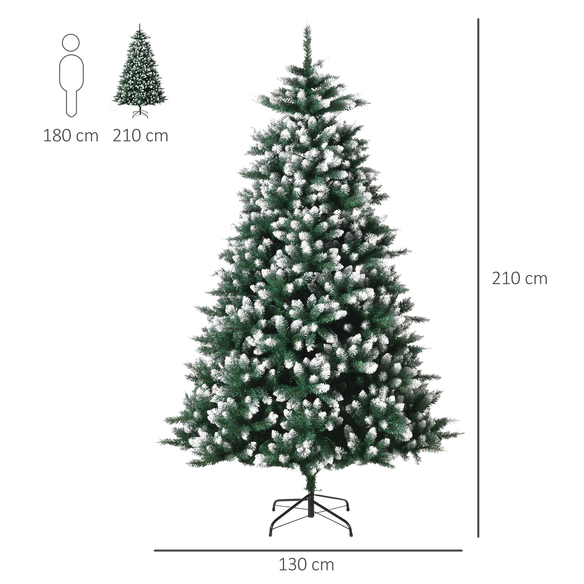 Árvore de Natal 210 cm Verde Realista com Efeito de Neve