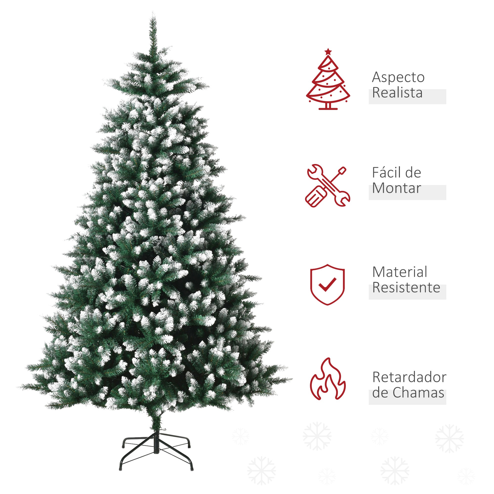 Árvore de Natal 210 cm Verde Realista com Efeito de Neve