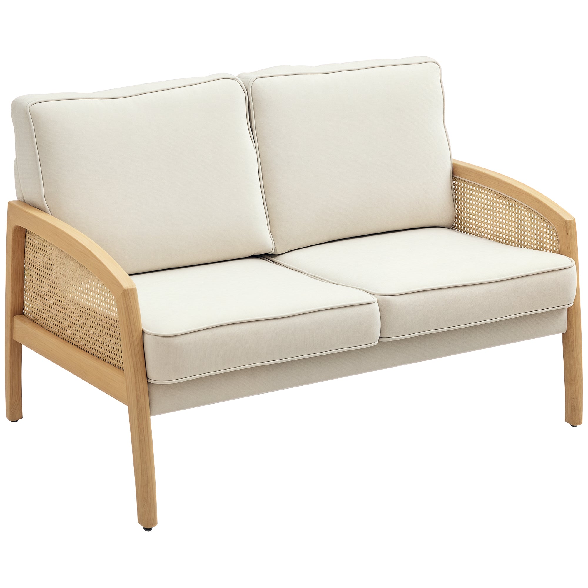 Sofá de 2 Lugares Chenille Bege 123x75x88 cm