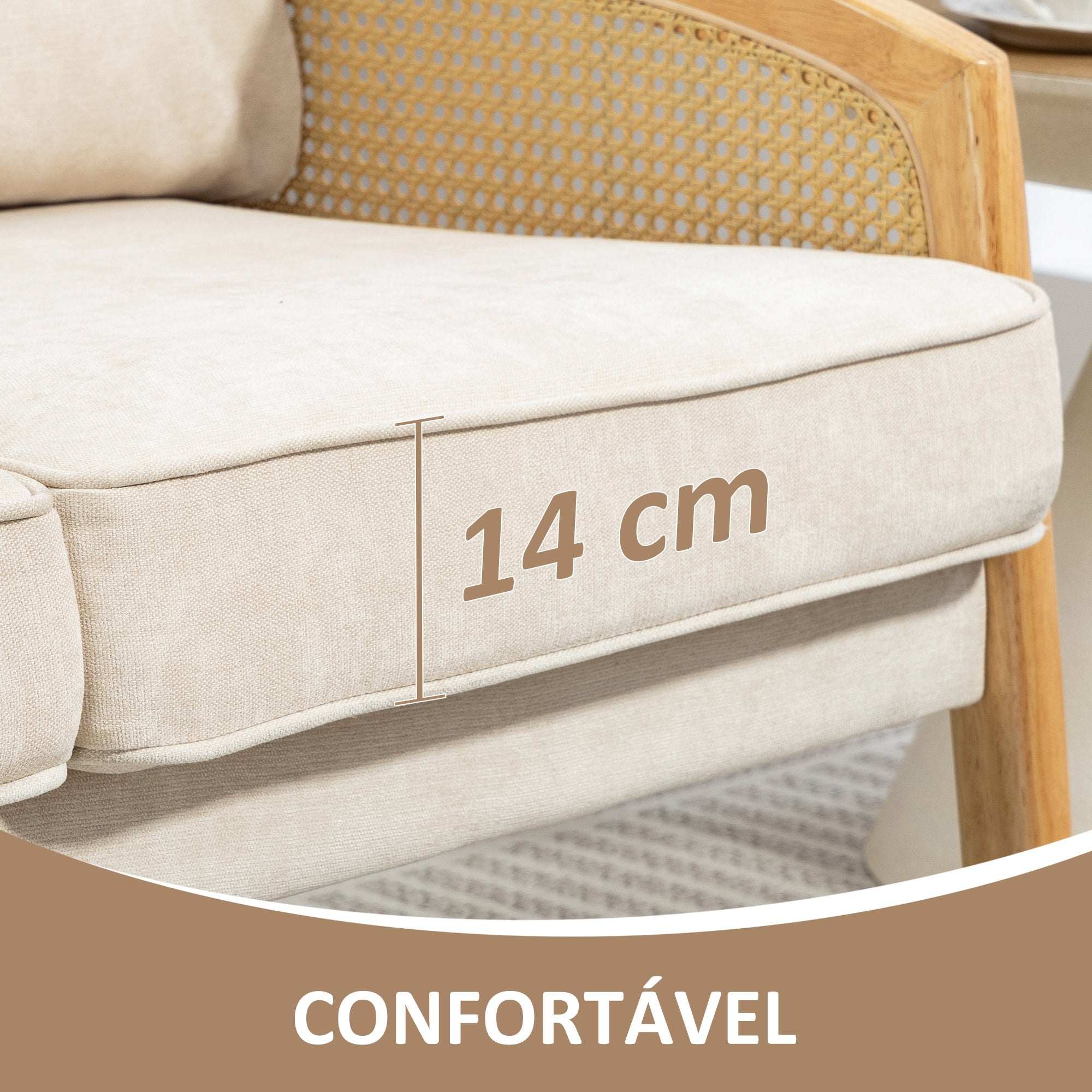 Sofá de 2 Lugares Chenille Bege 123x75x88 cm