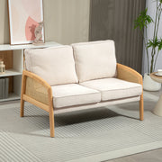 Sofá de 2 Lugares Chenille – 123x75x88 cm – Bege – Chenille, madeira de borracha