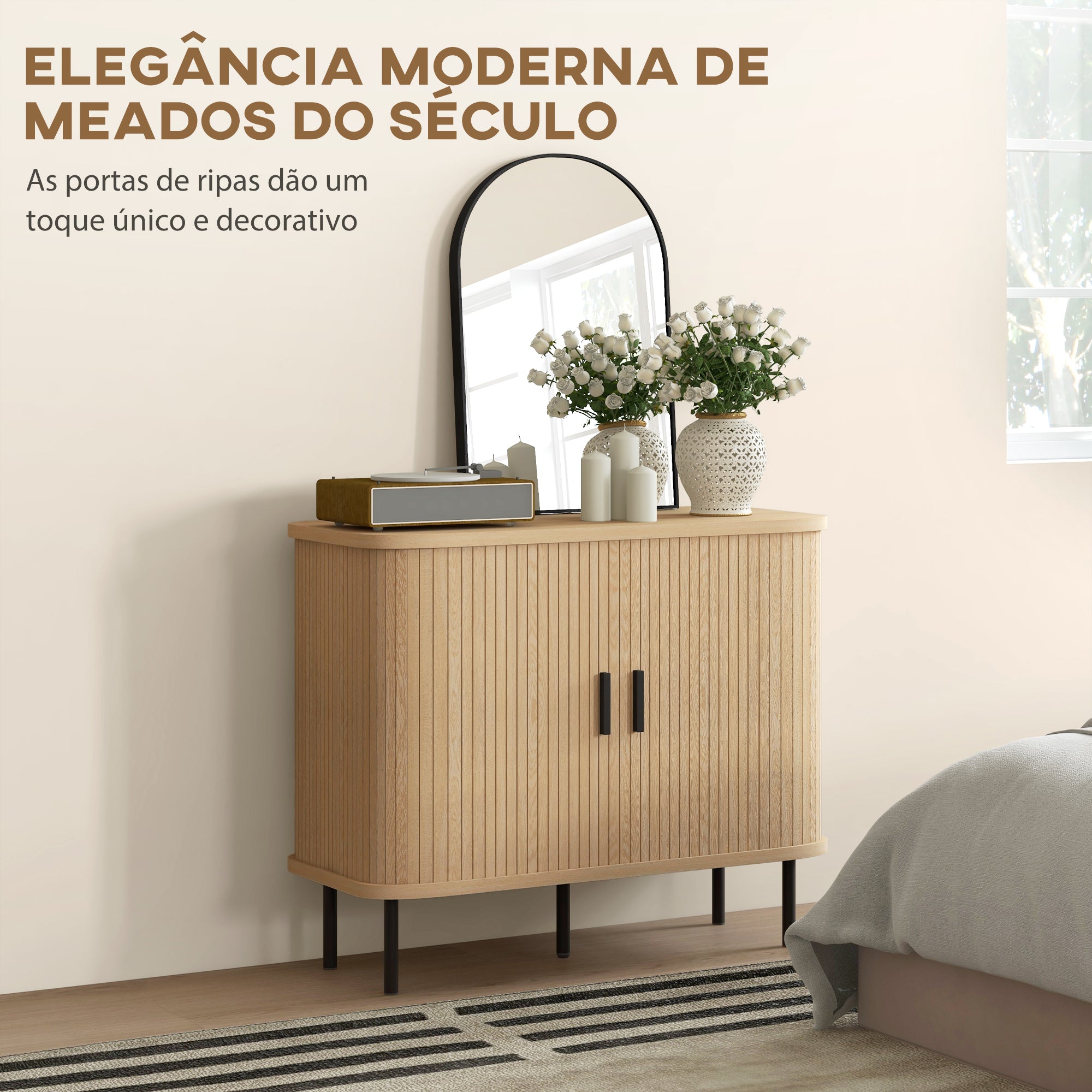 Aparador Vintage com 90x40x75 cm em Cor de Madeira Natural