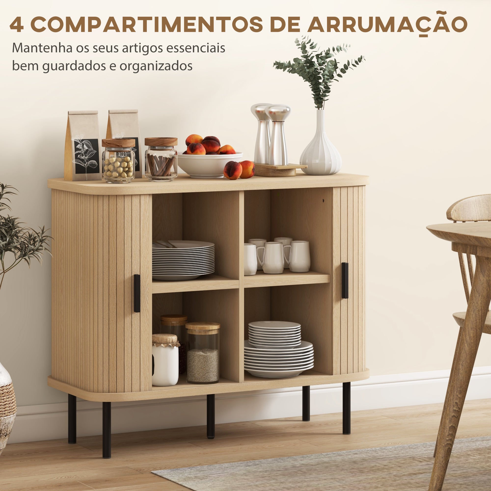 Aparador Vintage com 90x40x75 cm em Cor de Madeira Natural