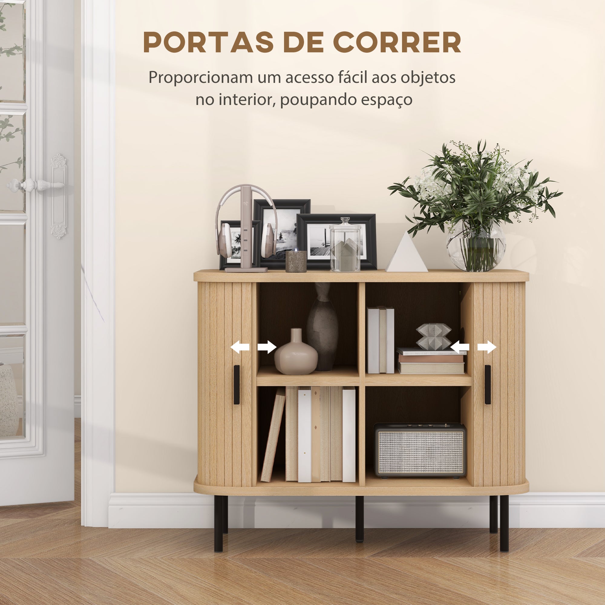 Aparador Vintage com 90x40x75 cm em Cor de Madeira Natural