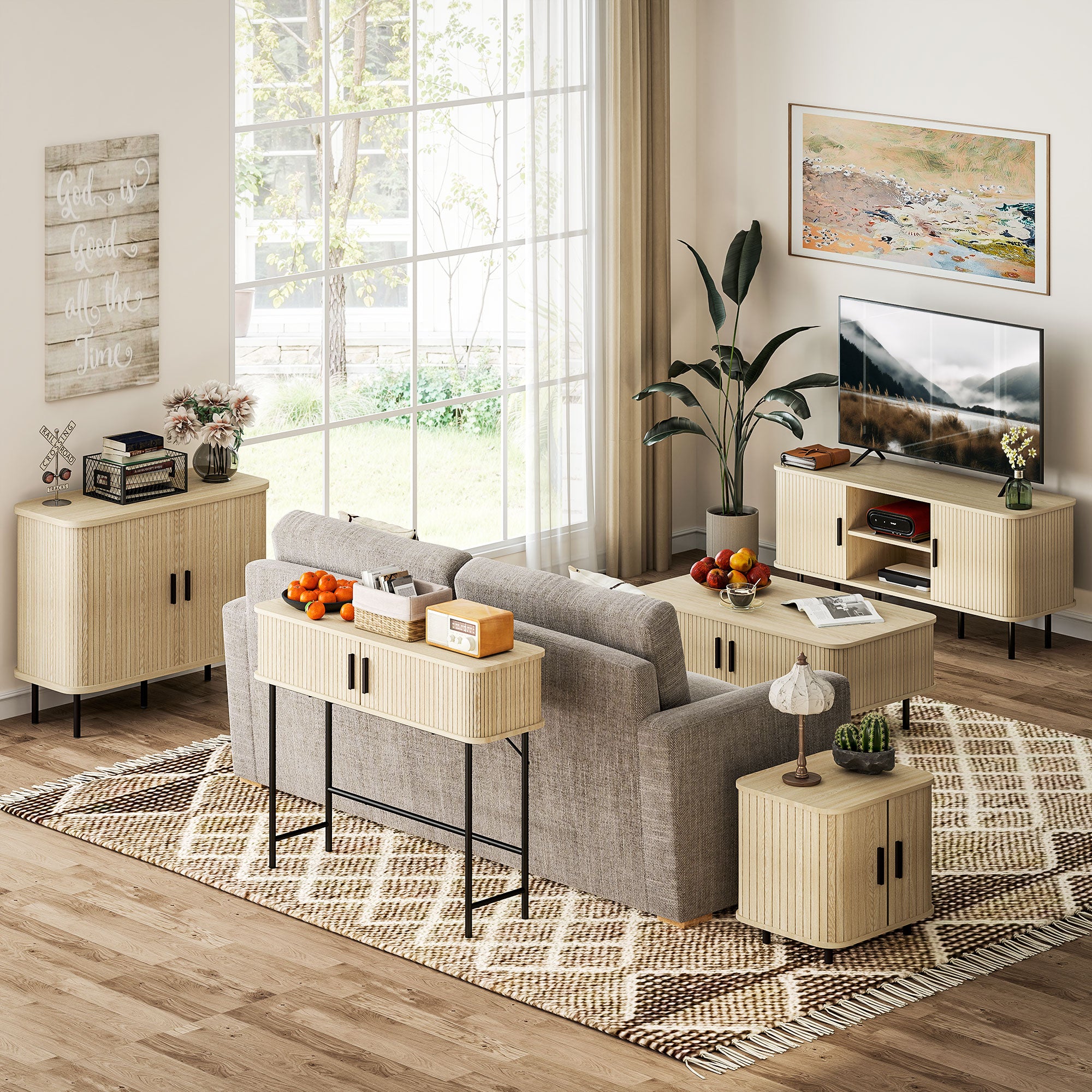 Aparador Vintage com 90x40x75 cm em Cor de Madeira Natural